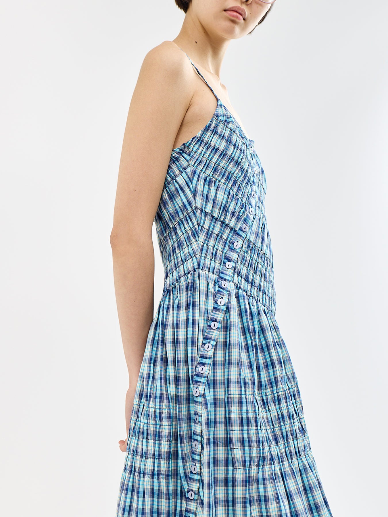 Lyra Tomboy Check Midi Dress Blue