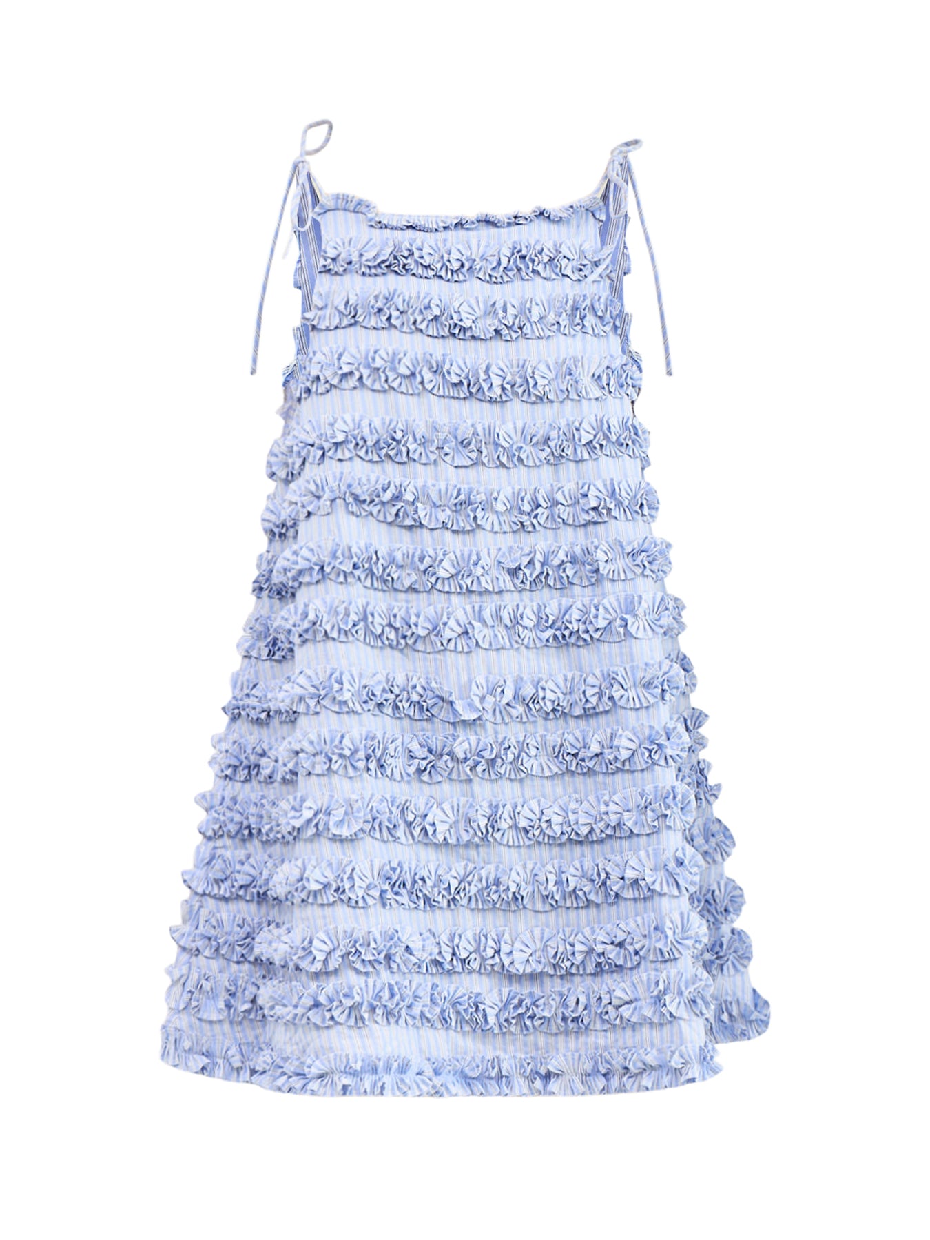Leili Ruffle Mini Dress Blue Stripe