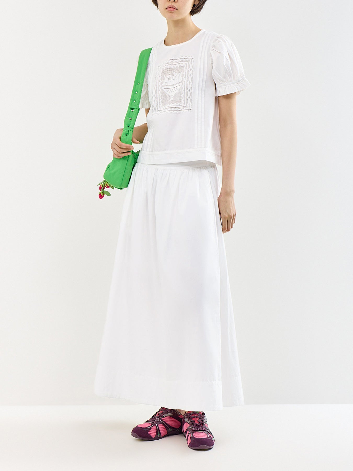 Mabel Lace Insert Blouse White