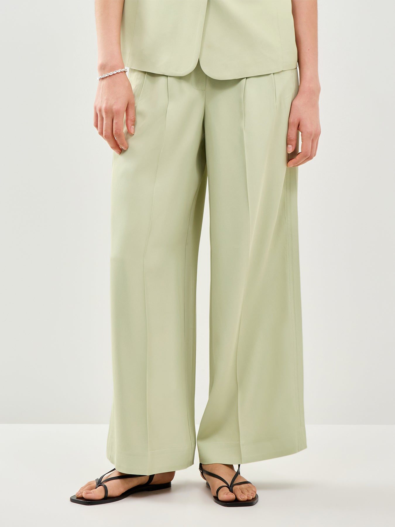 Extra Wide Ellie High Waisted Trousers Green