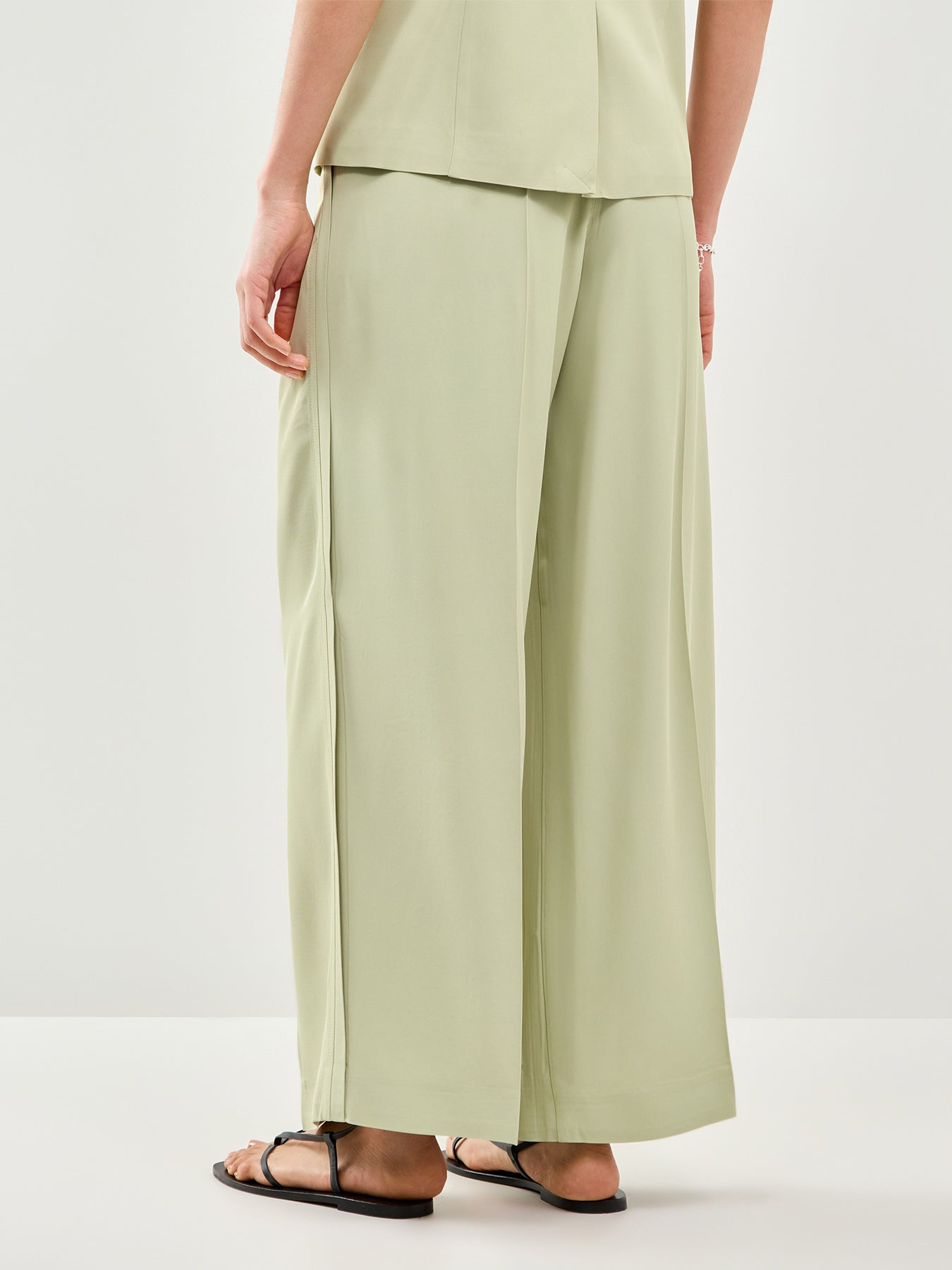 Extra Wide Ellie High Waisted Trousers Green