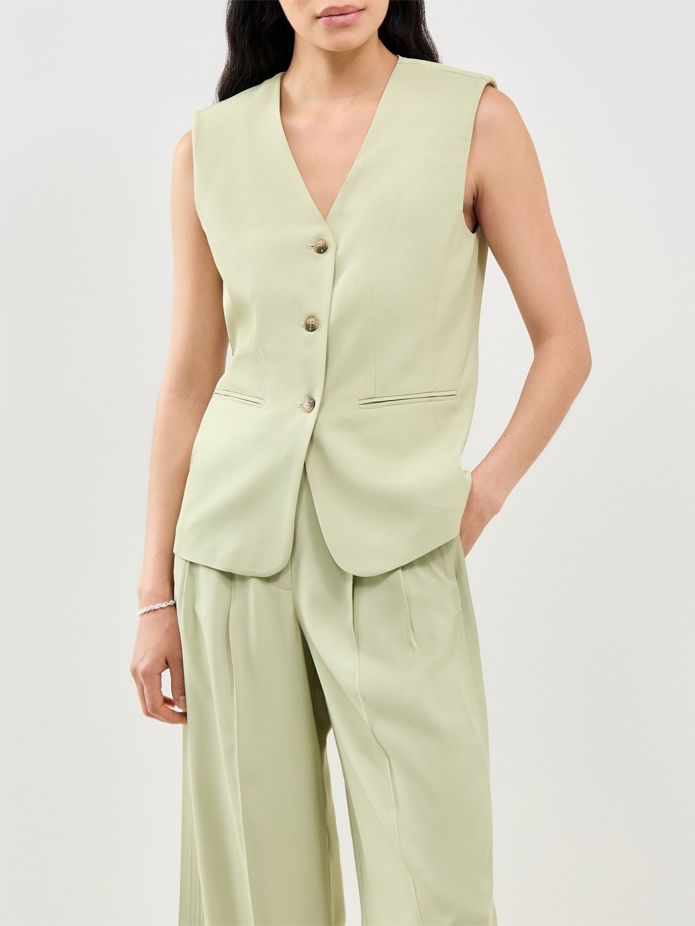 SLFELLIE Tailored Waistcoat Vest Green