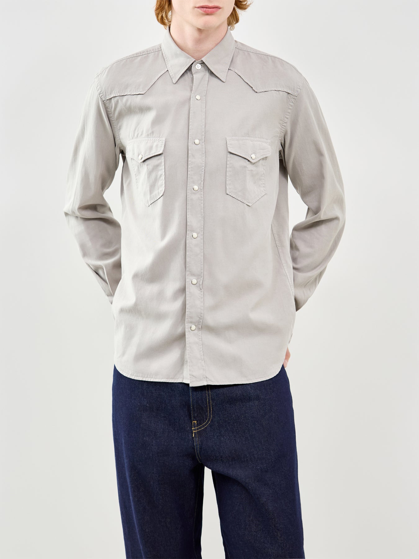 Long Sleeve Pattern Shirt Grey