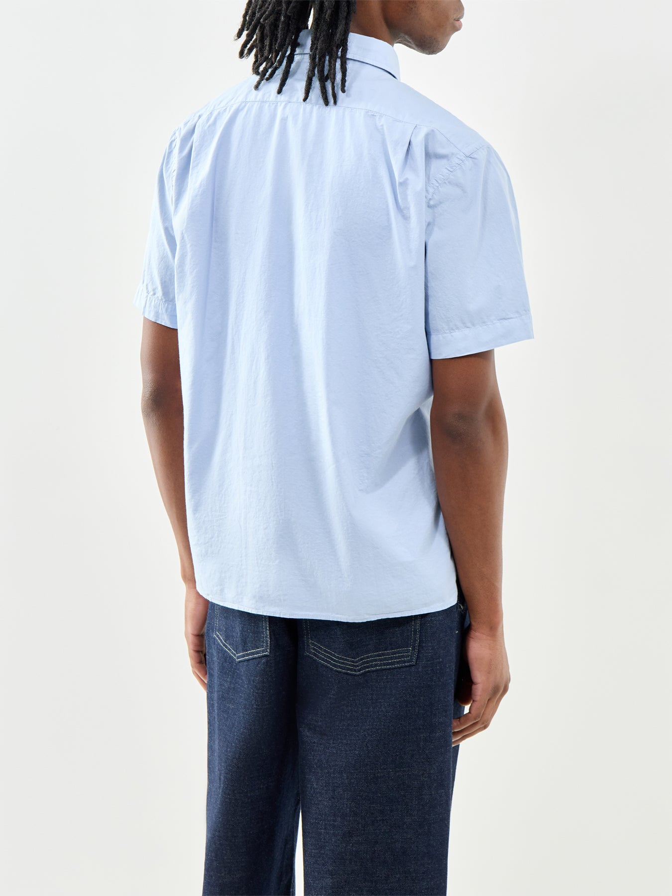 Short Sleeve Cotton Shirt Blue