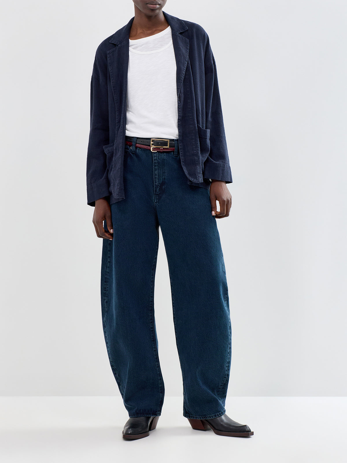Twisted Linen Jacket Navy
