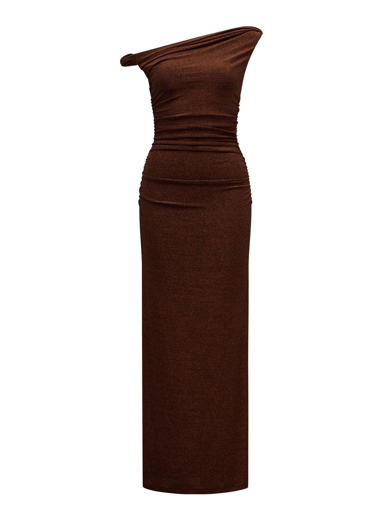 Vivian Asymmetric Twist Maxi Dress Brown