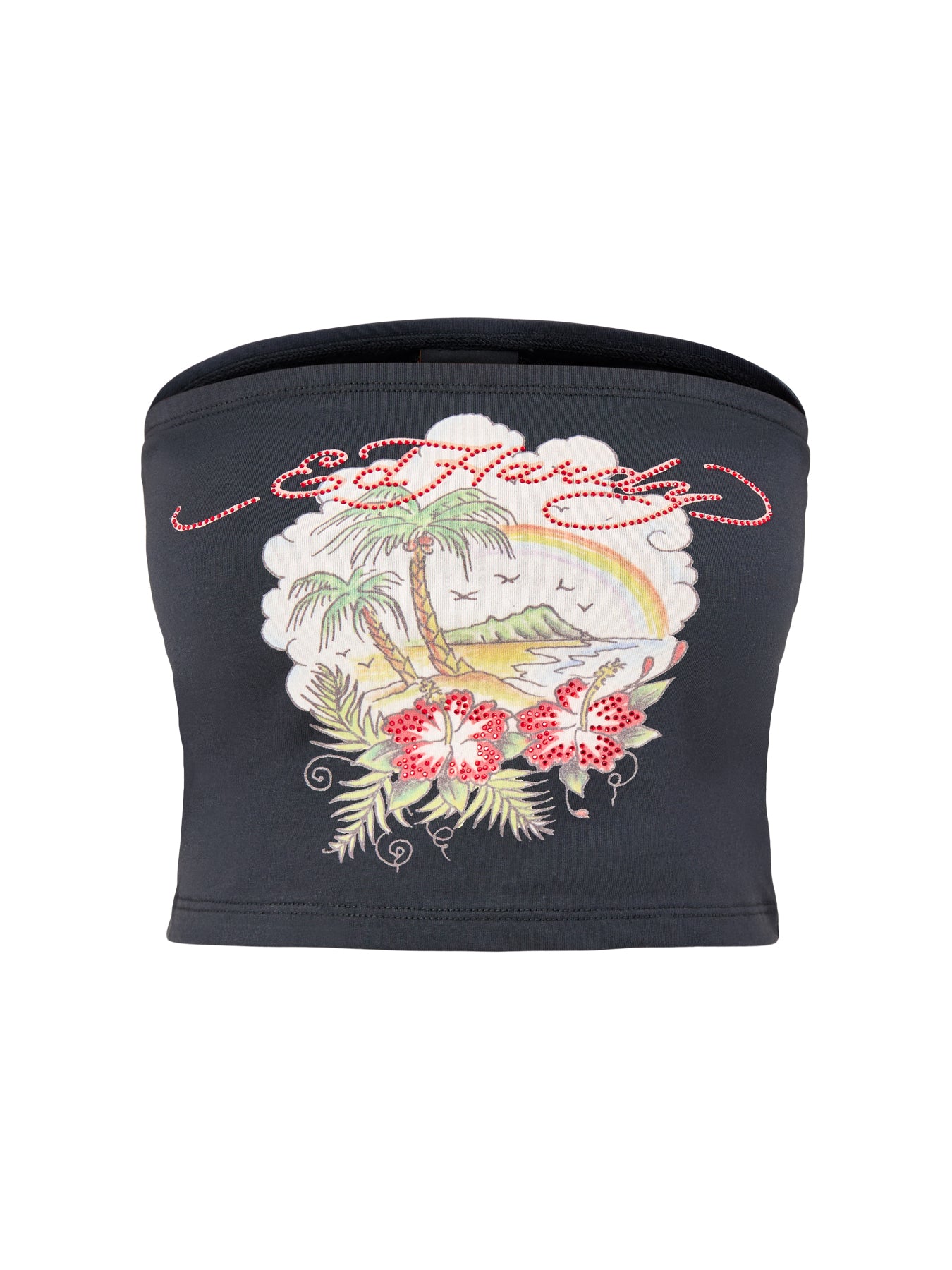 Paradise Tattoo Bandeau Top Black