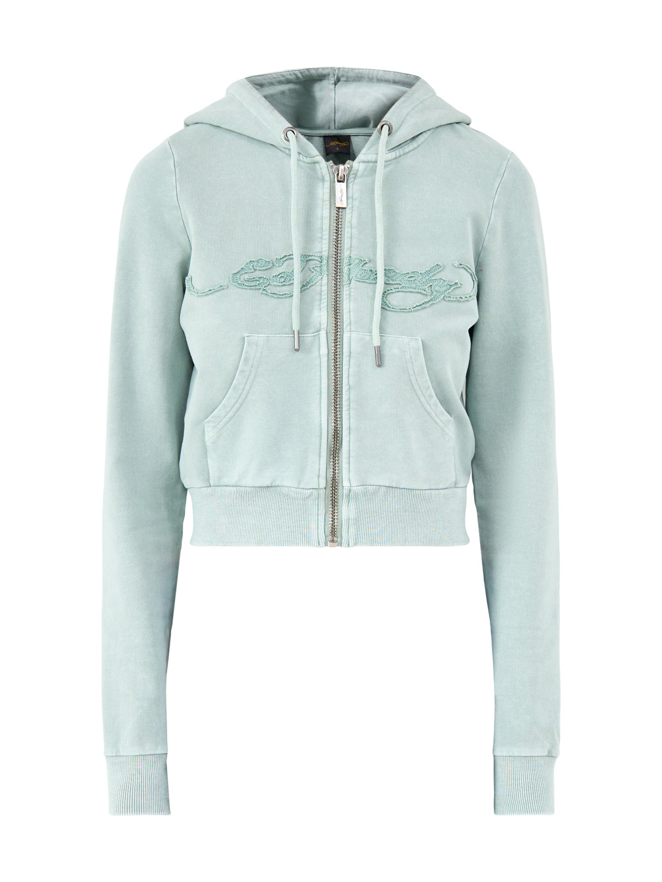 Applique Back Tattoo Cropped Hoodie Green