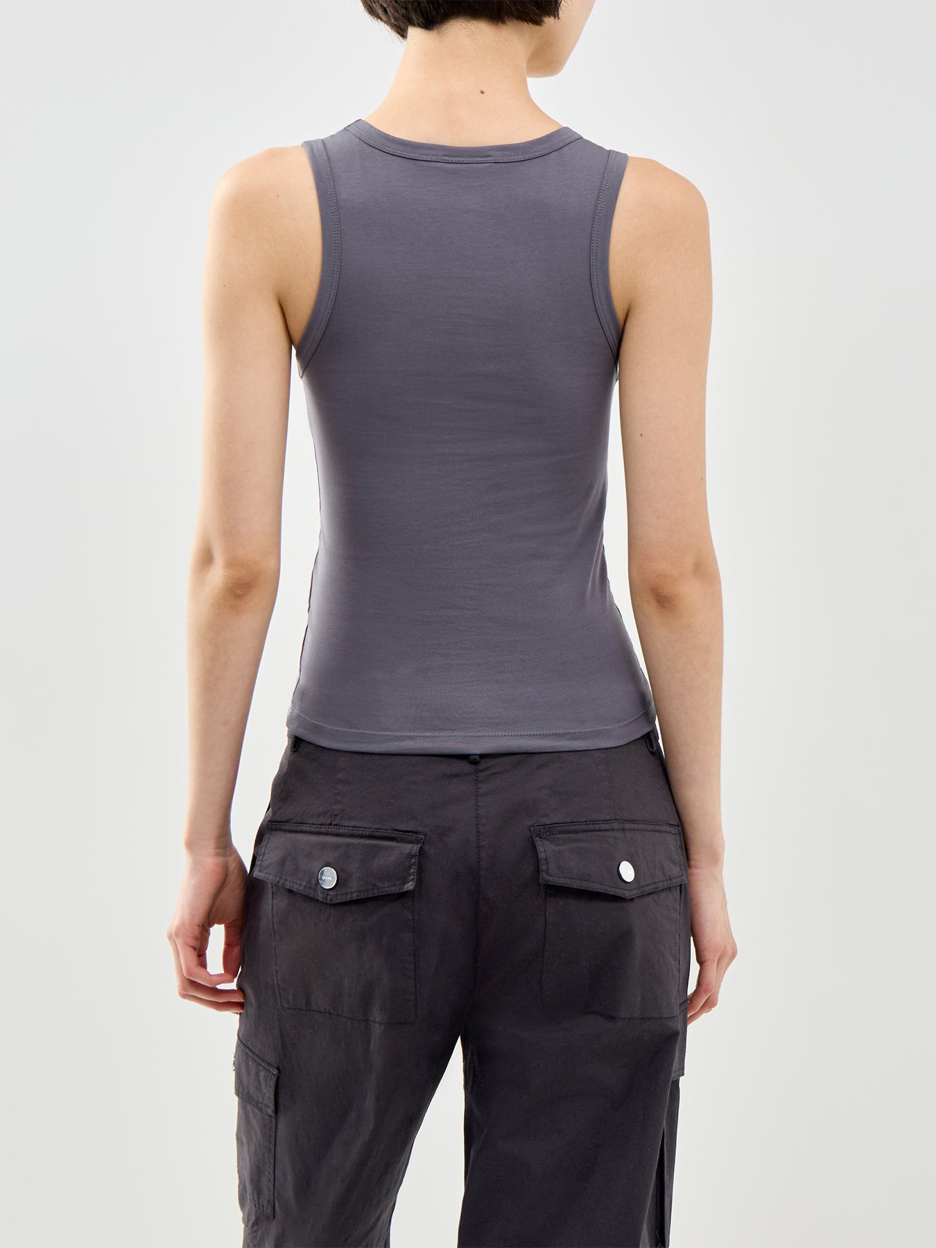 New York City Diamante Cropped Vest Top Grey