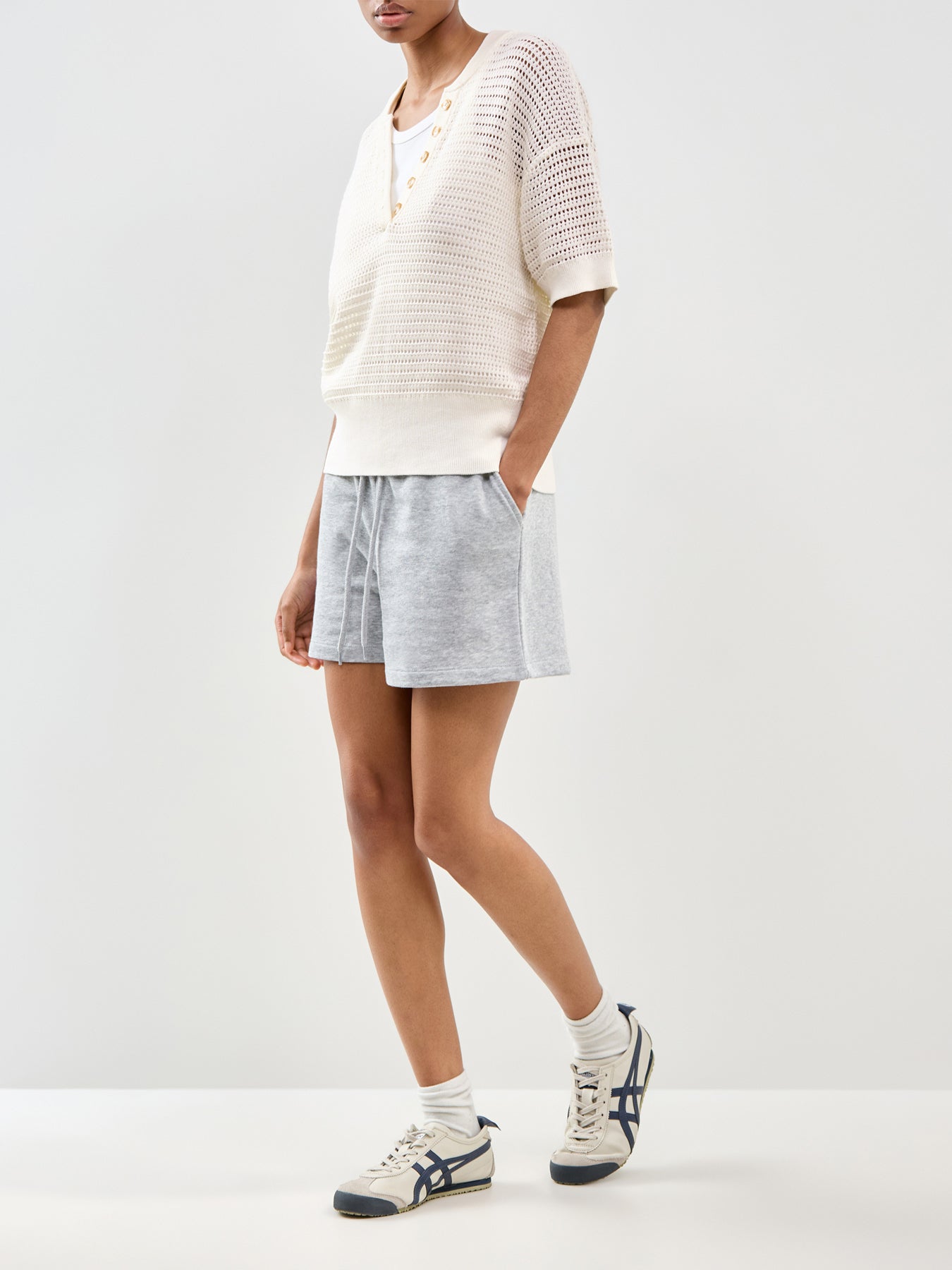 Chilli Summer High Waisted Sweat Shorts Grey