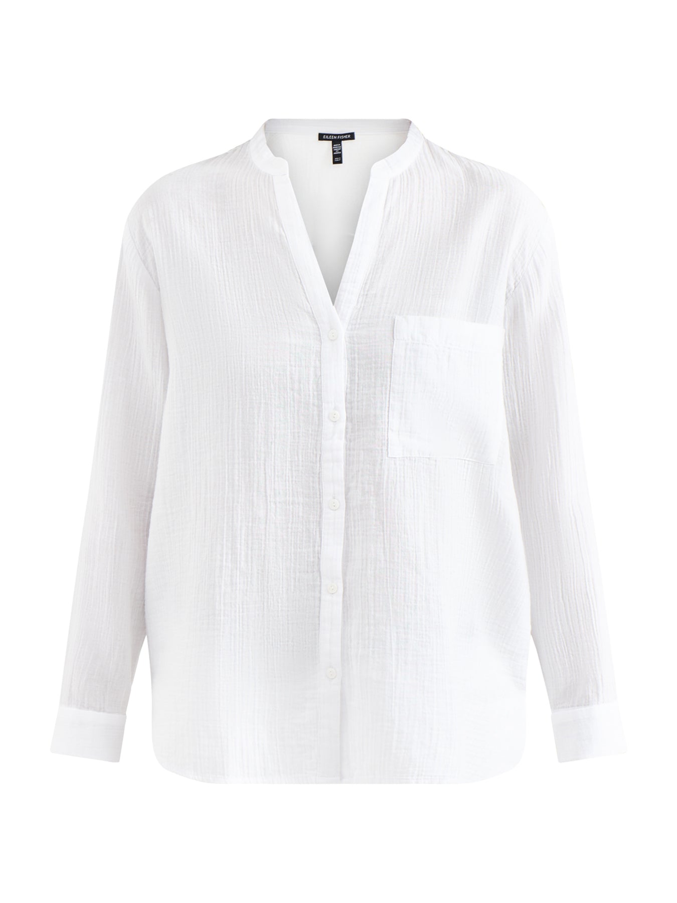 Mandarin Collar Cut Away Shirt White