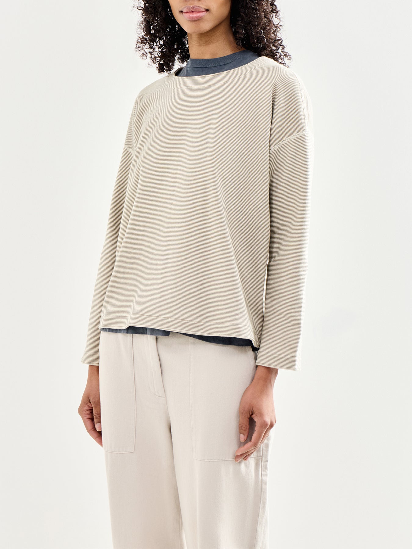 Round Neck Reversible Top Cream