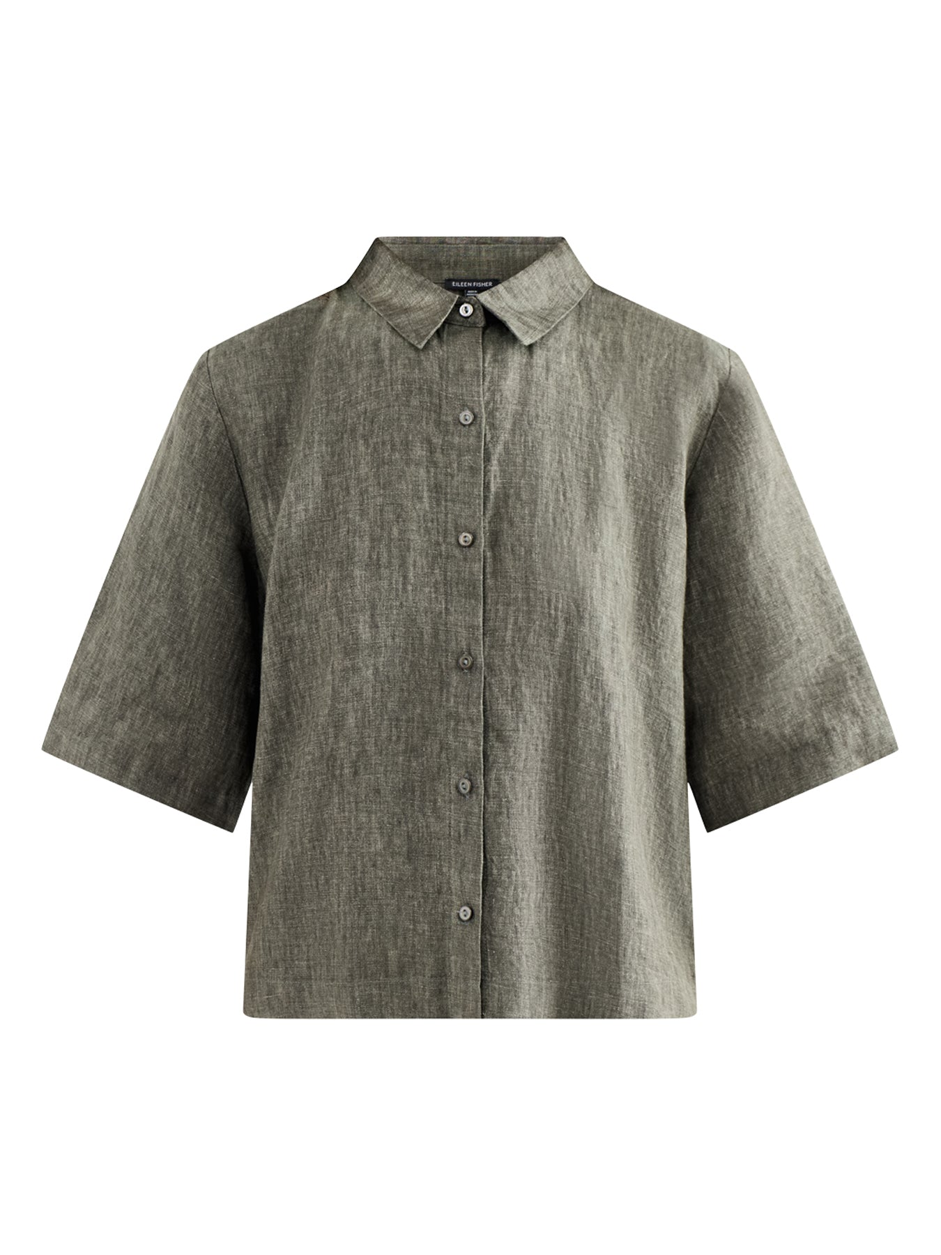 Classic Collar Elbow Sleeve Shirt Khaki