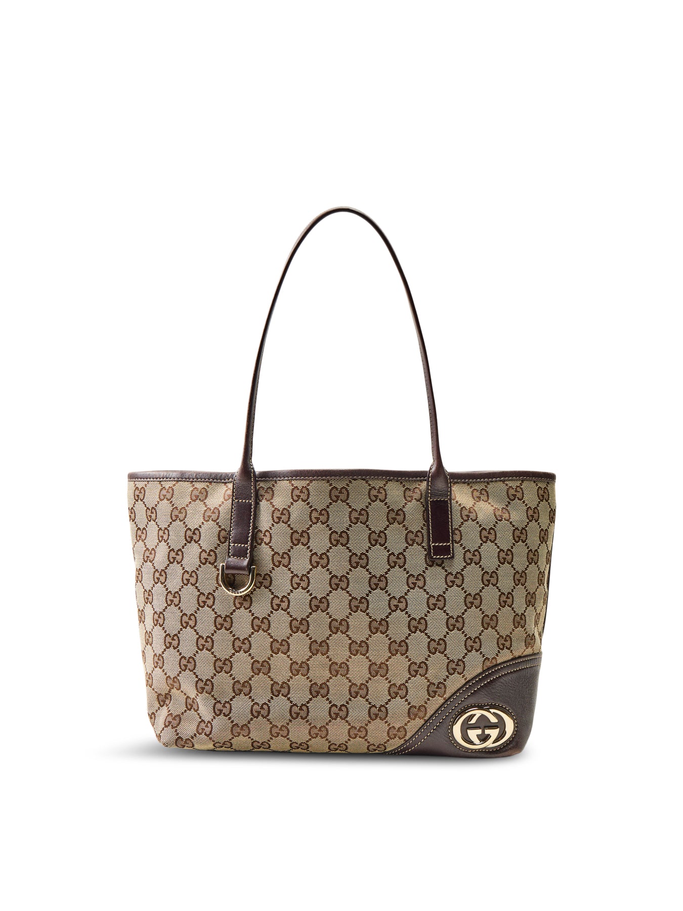 Vintage Gucci Canvas Britt Tote Bag Brown