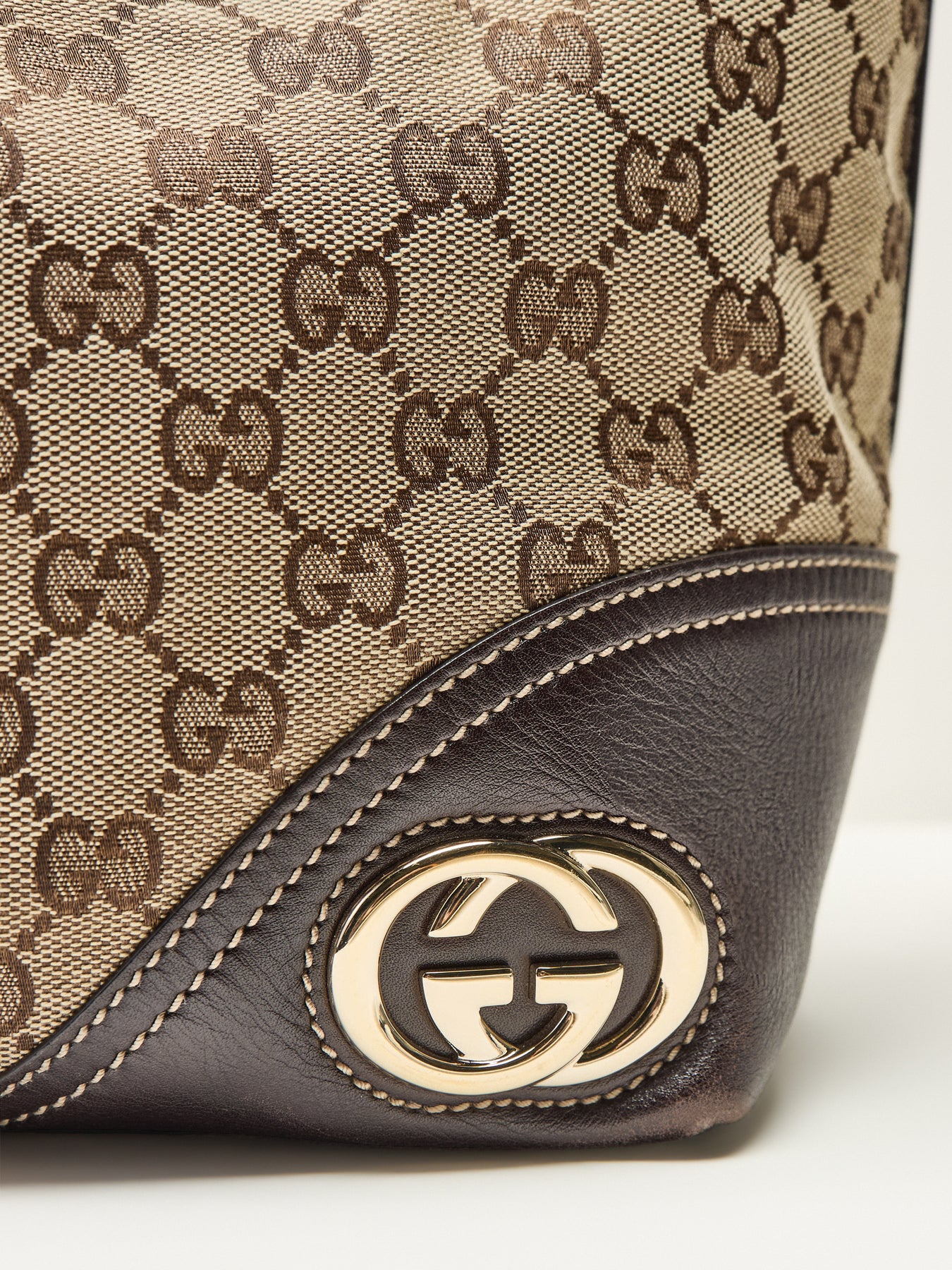 Vintage Gucci Canvas Britt Tote Bag Brown