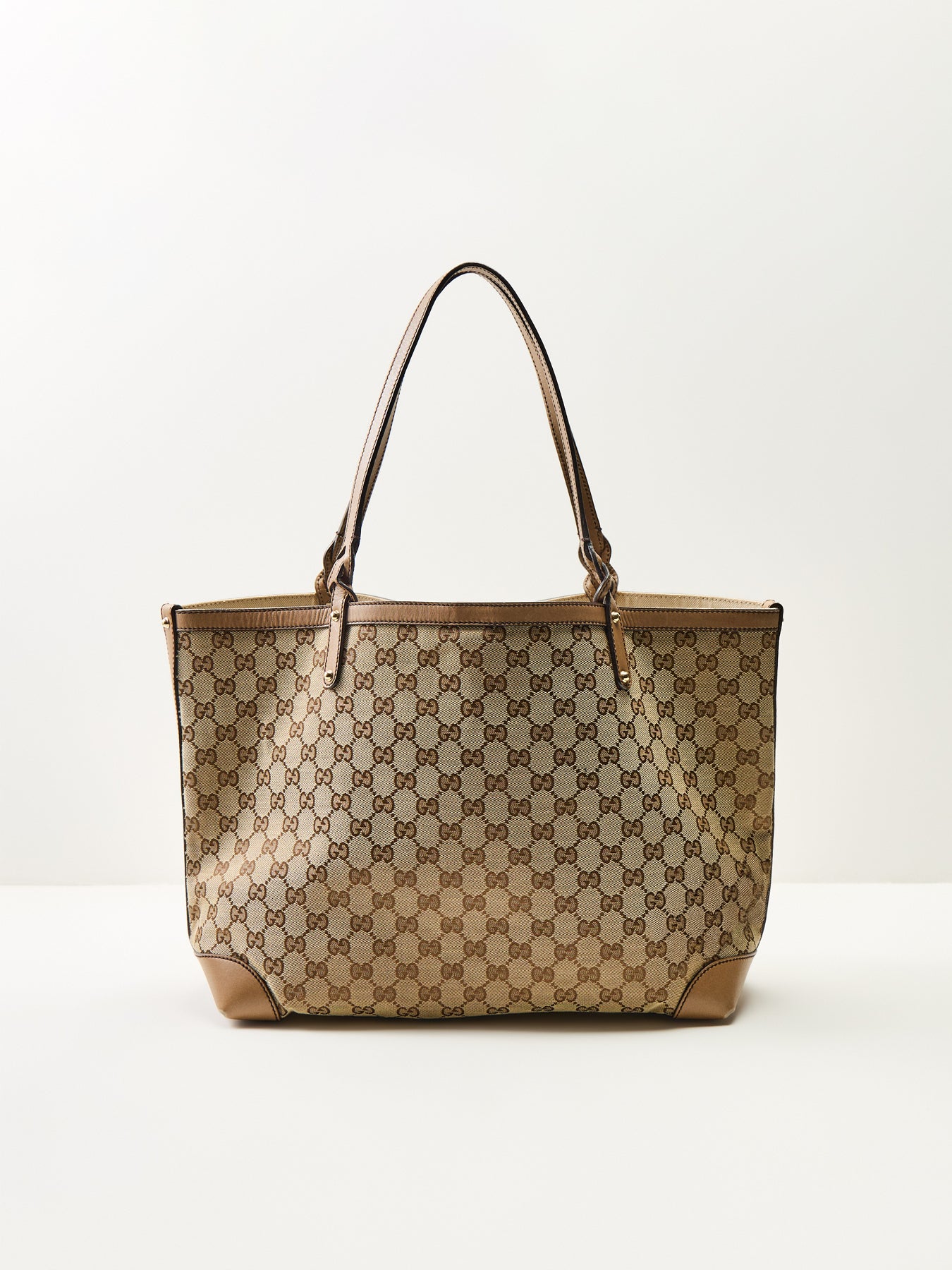 Vintage Gucci Canvas Craft Tote Bag Brown