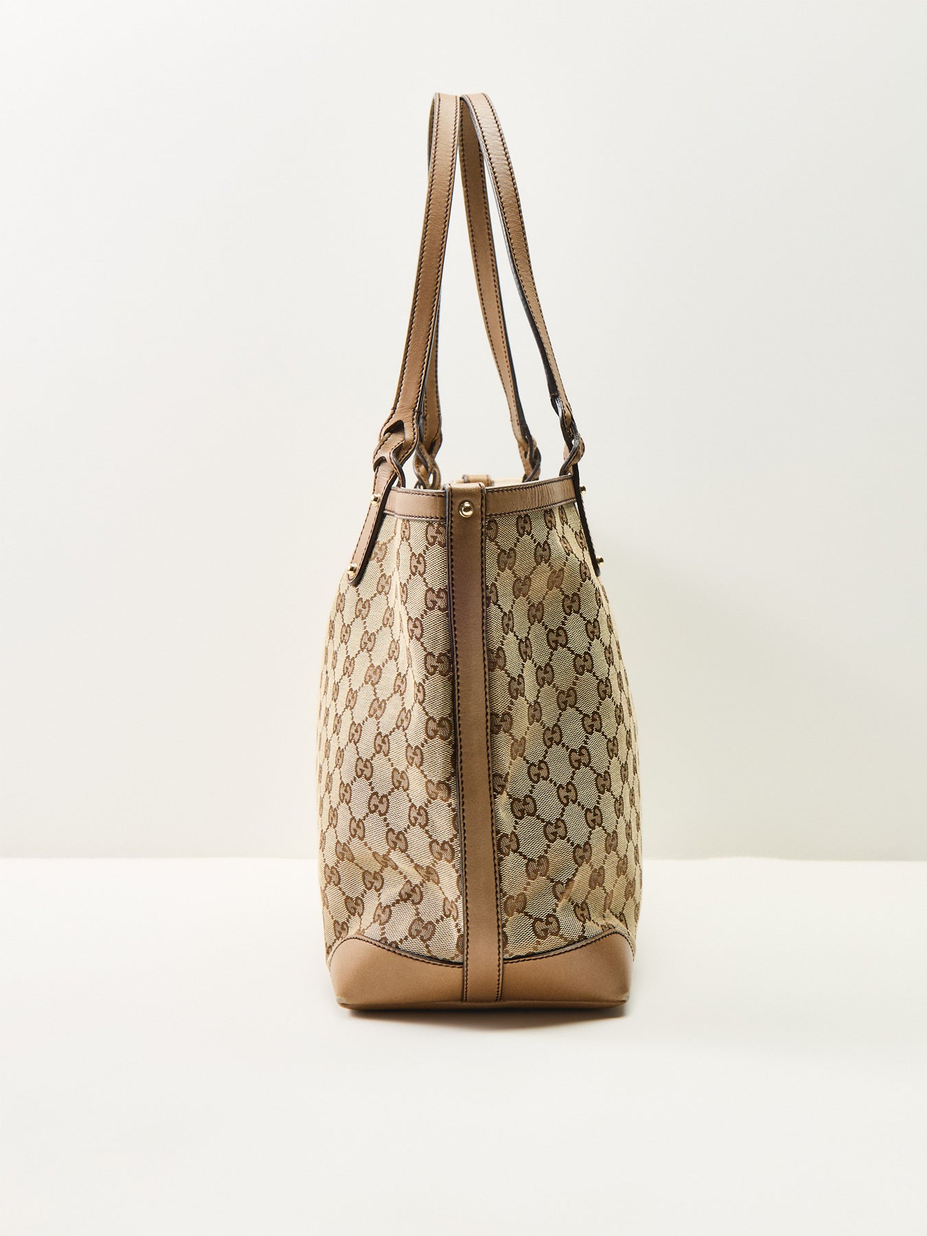 Vintage Gucci Canvas Craft Tote Bag Brown