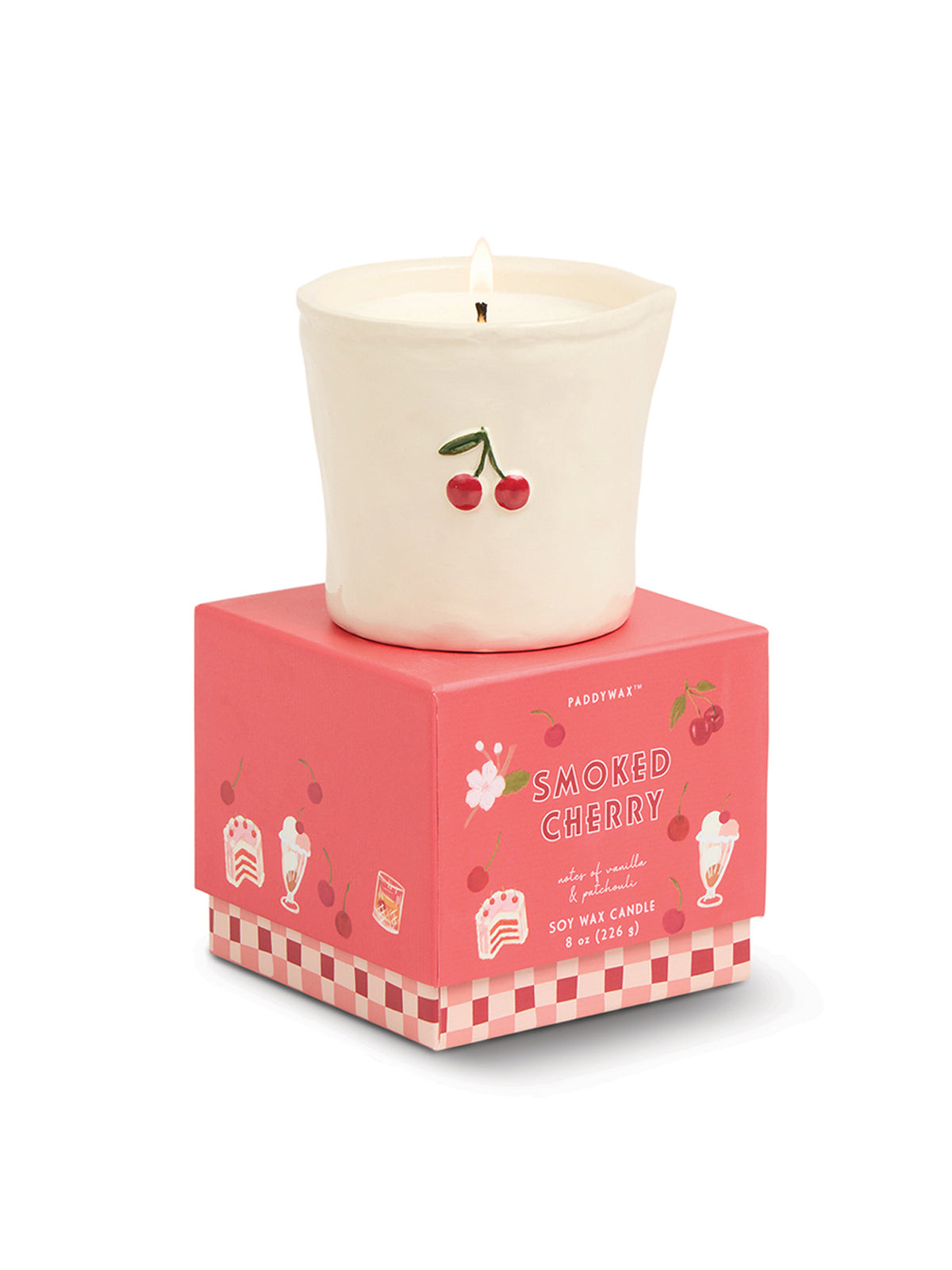 Cherry Embossed Ceramic Candle Smoked Cherry 226g