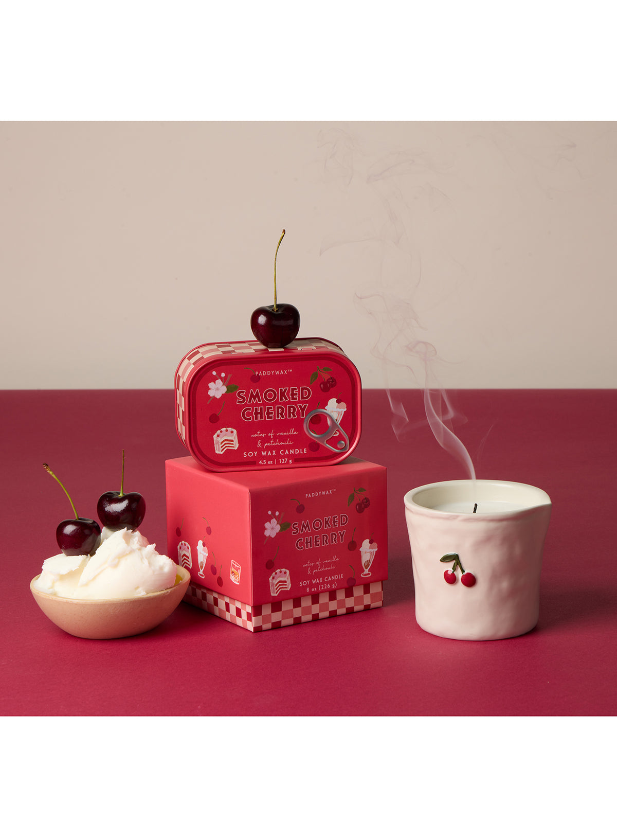 Cherry Embossed Ceramic Candle Smoked Cherry 226g