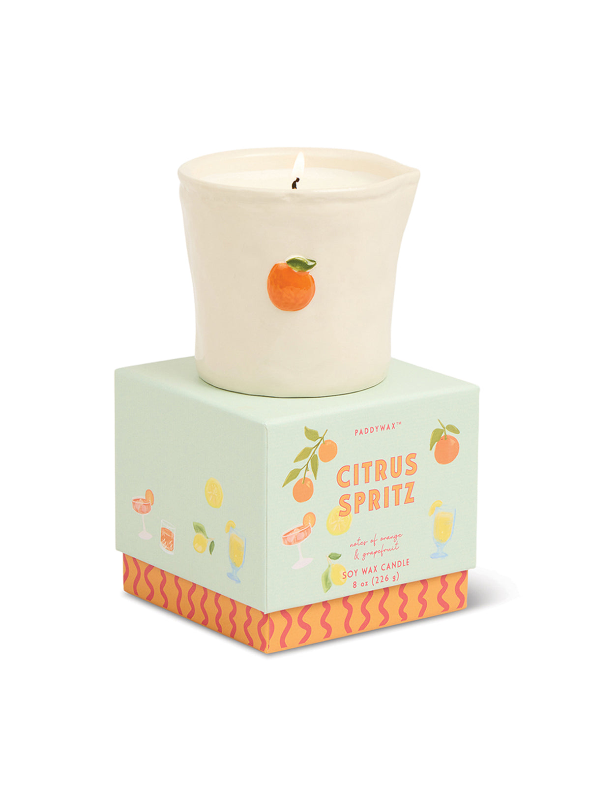 Orange Embossed Ceramic Candle Citrus Spritz 226g