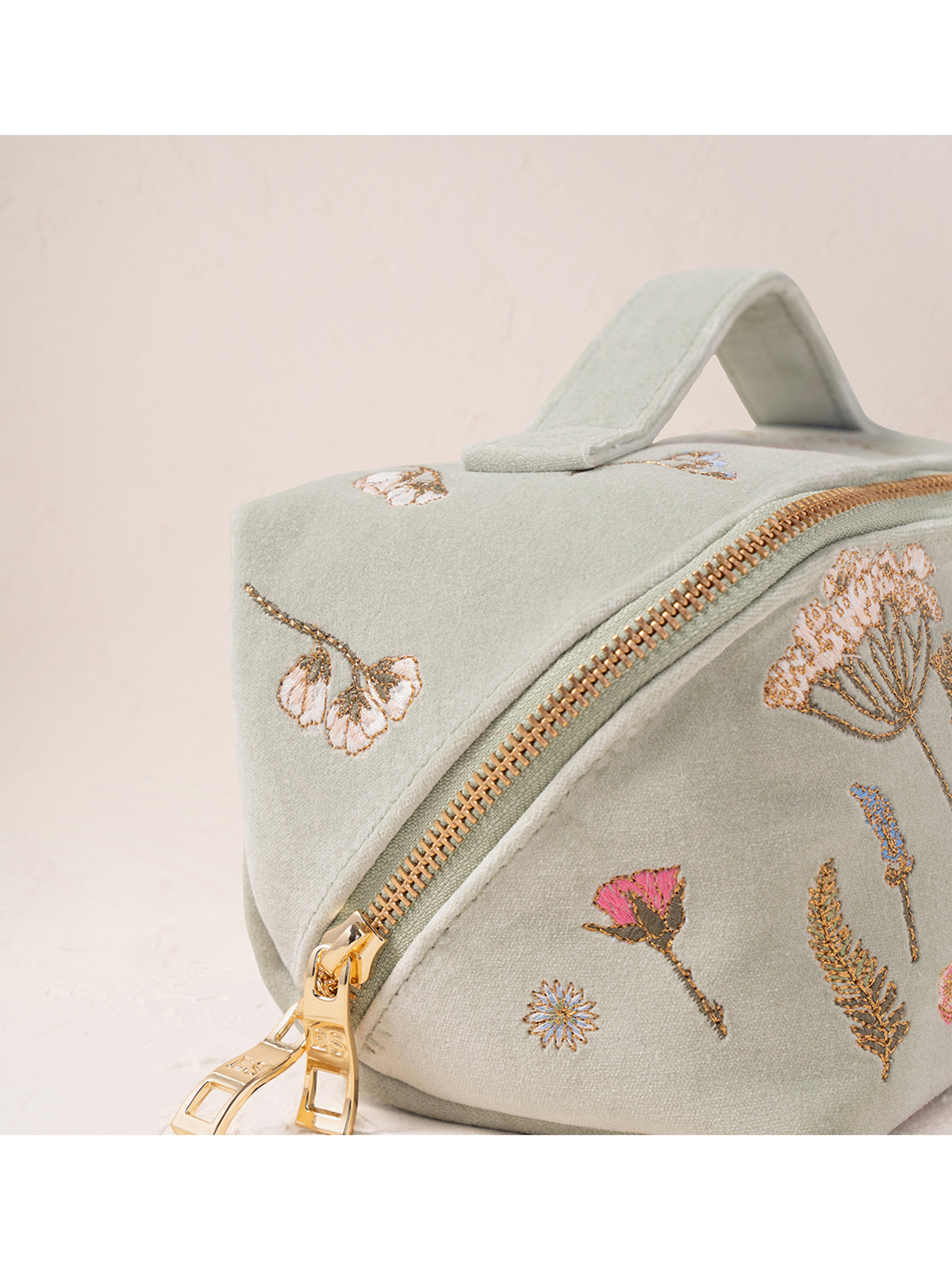 Pressed Flowers Open Flat Makeup Bag Sage