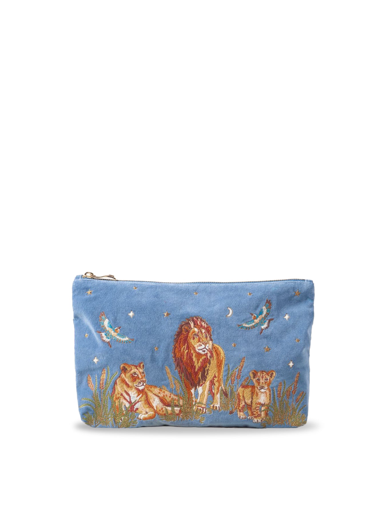 Lion Pride Velvet Everyday Pouch Dusky Blue
