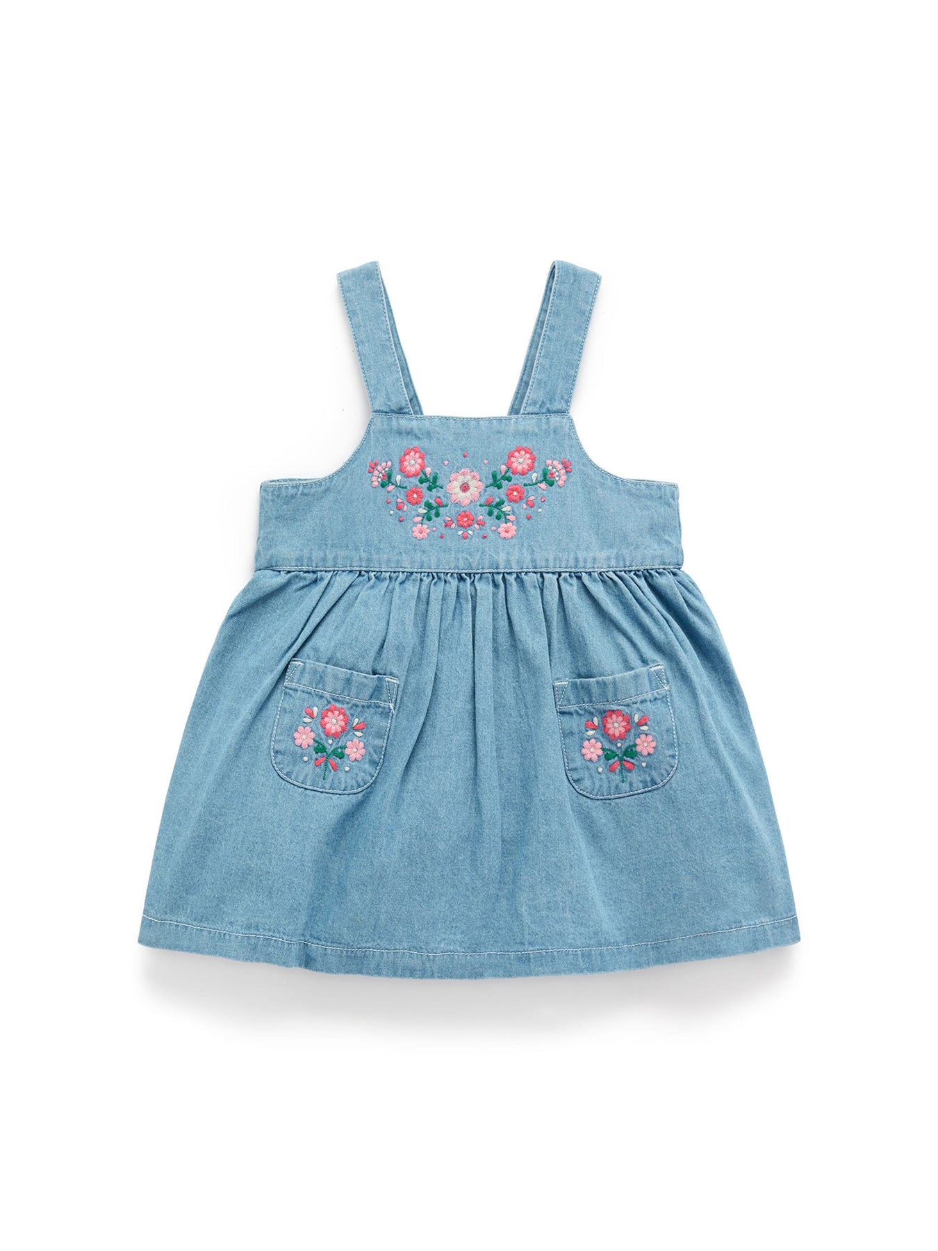 Baby Embroidered Denim Pinafore Dress