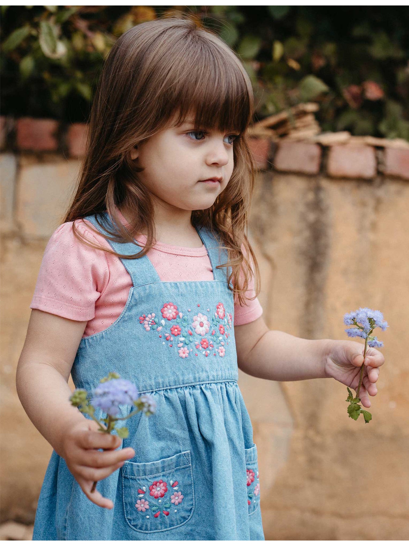 Baby Embroidered Denim Pinafore Dress