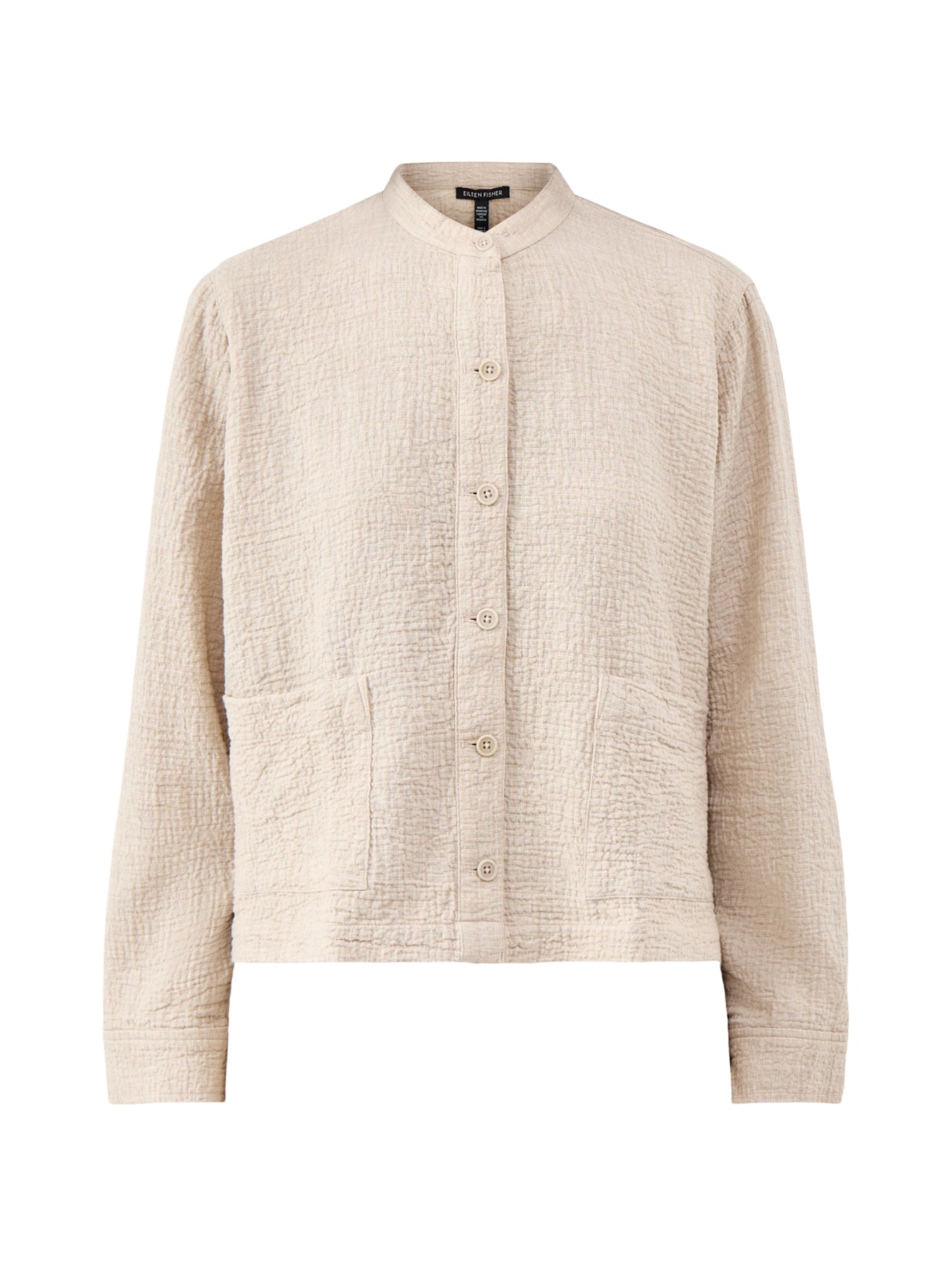 Mandarin Collar Shirt Jacket Beige