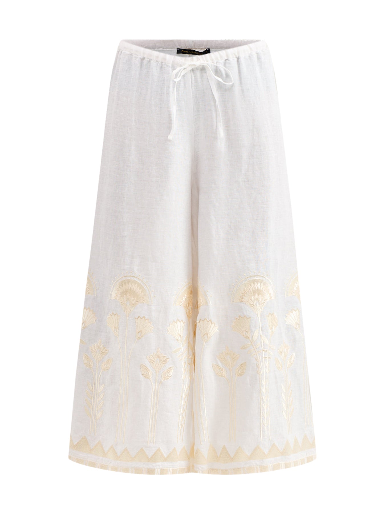 Papyrus Wide Leg Cropped Linen Trouser White