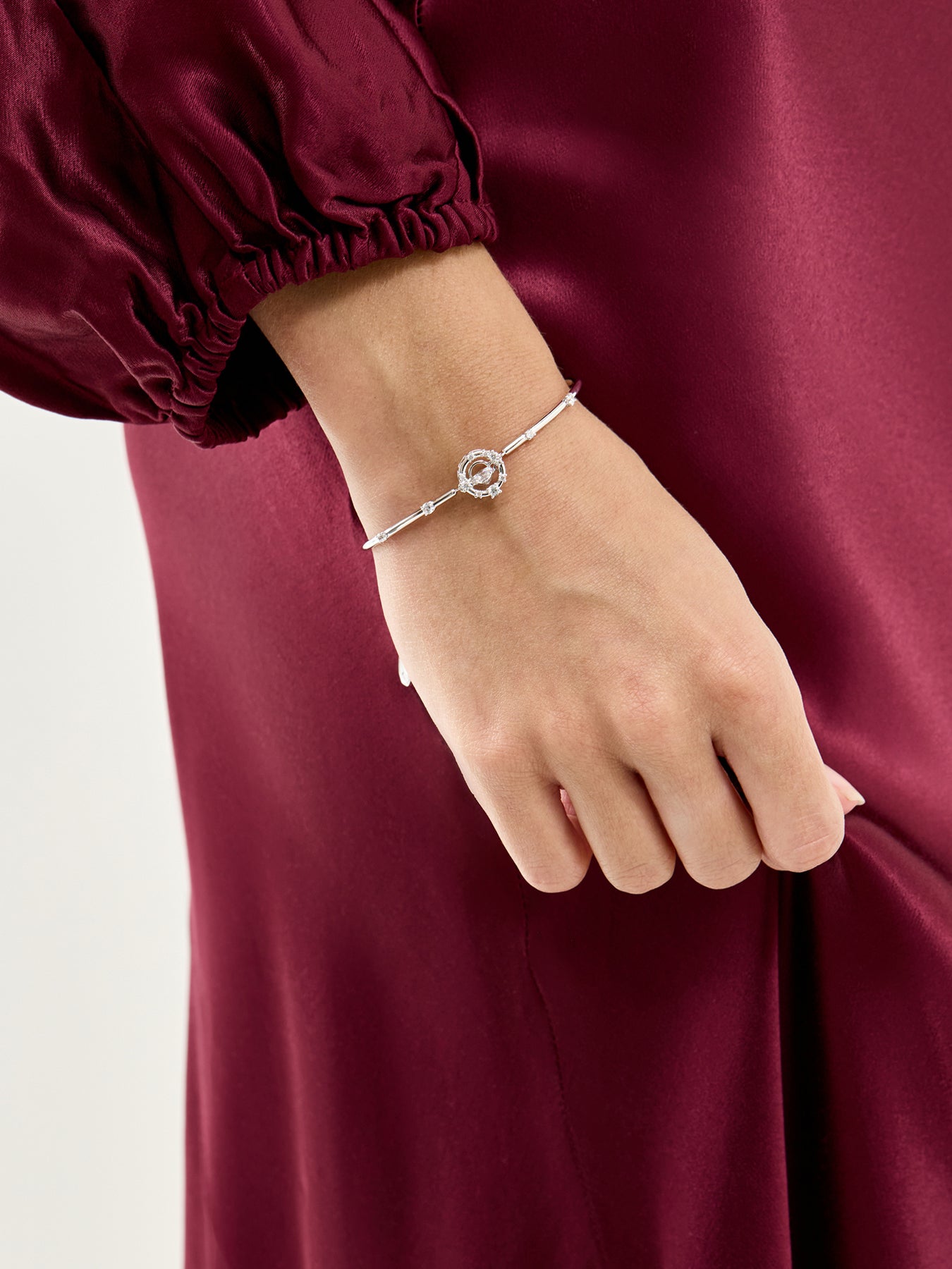 Crystal Soft Bangle Silver