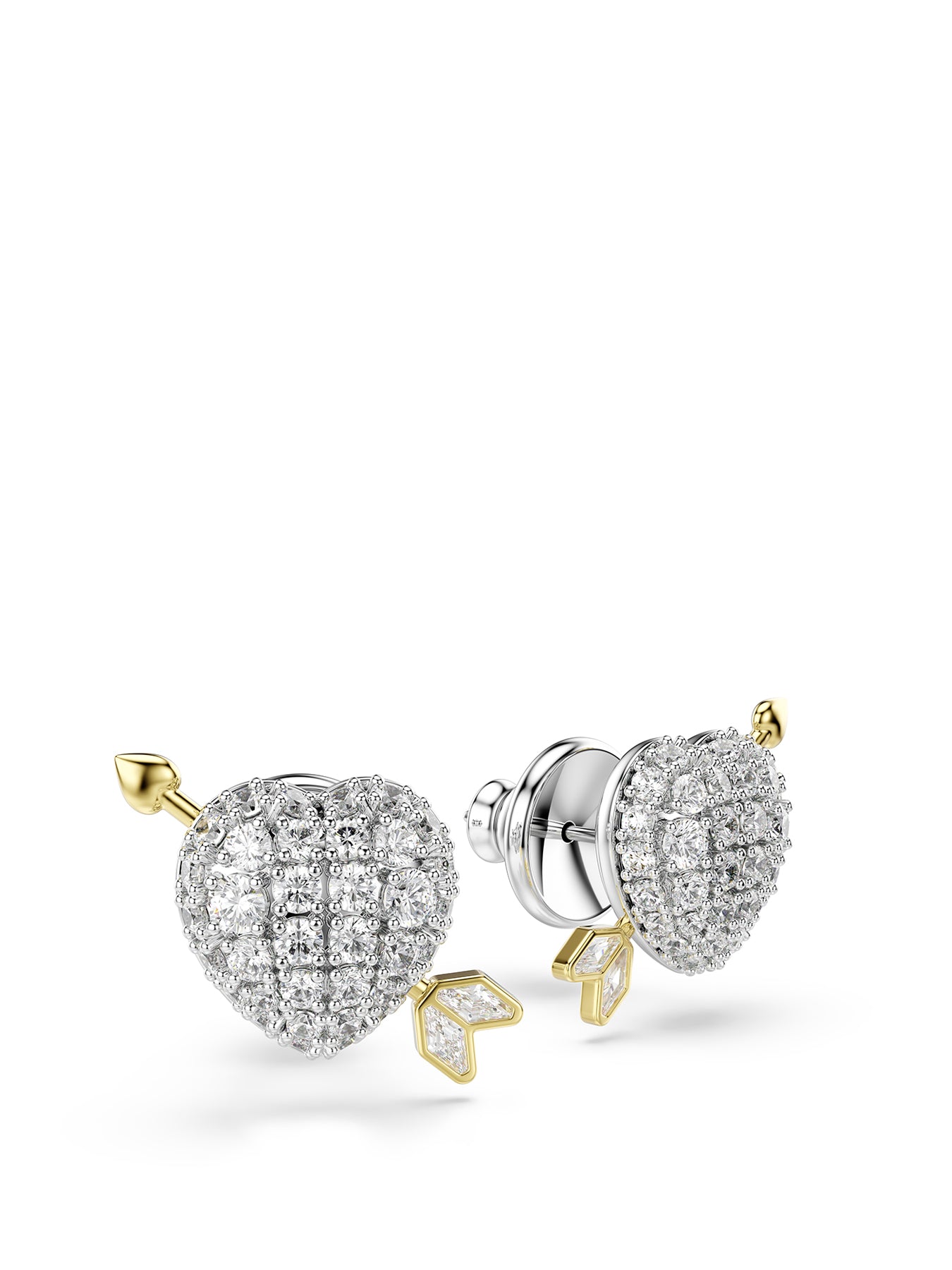 Crystal Heart Stud Earrings Silver