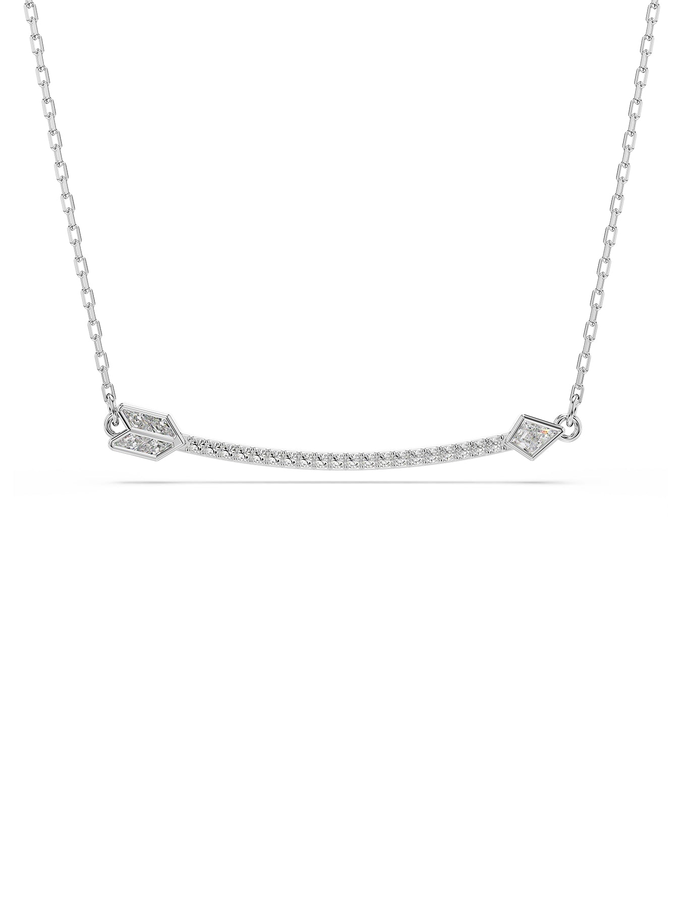 Crystal Arrow Pendant Necklace Silver