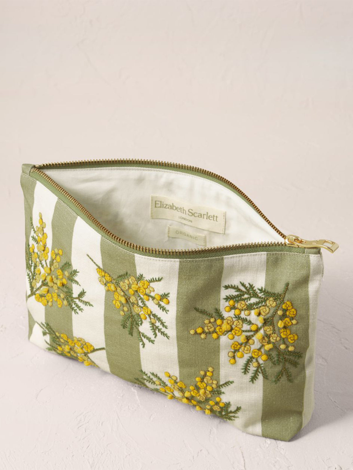 Mimosa Stripe Cotton Everyday Pouch Green