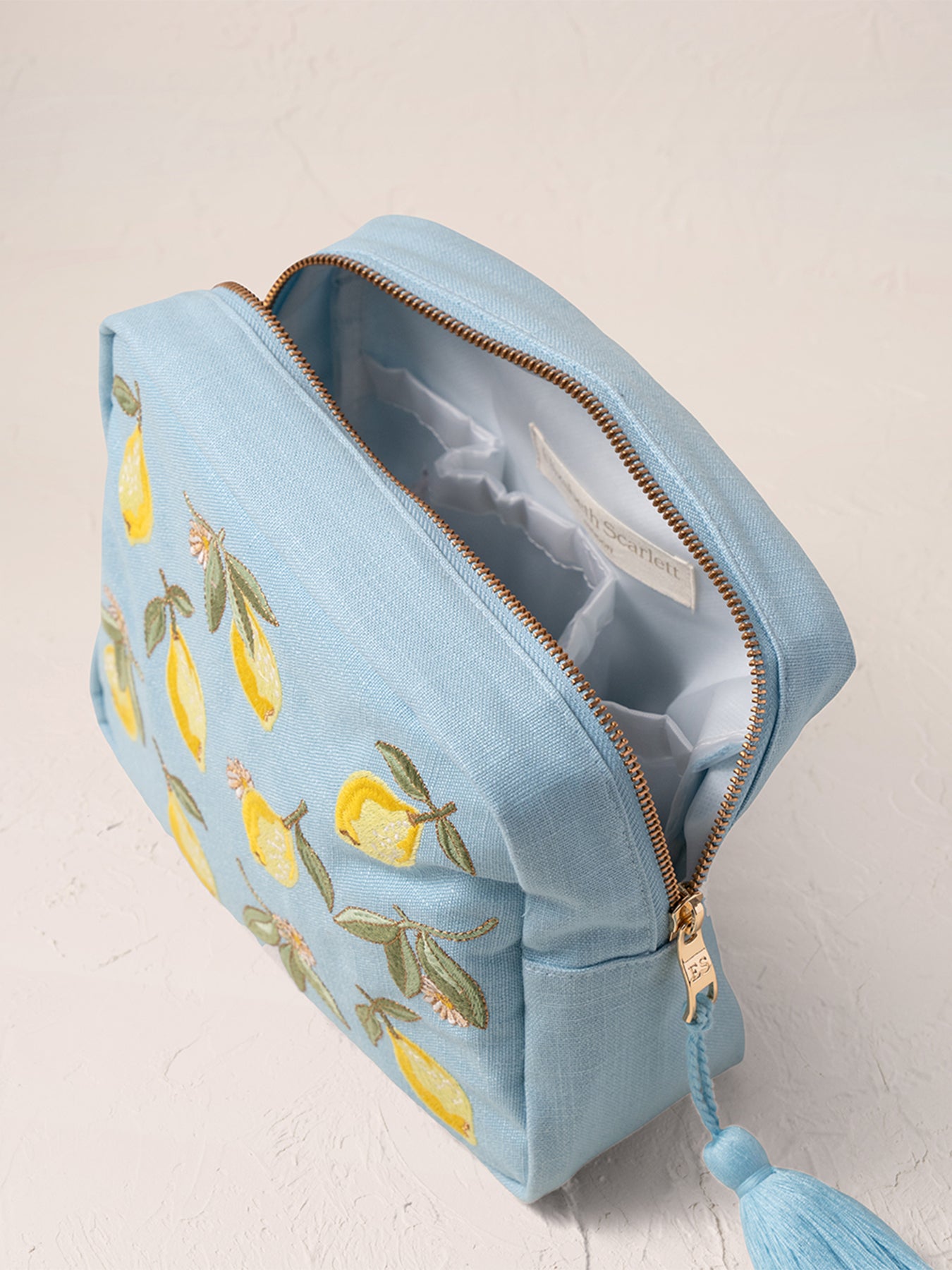 Lemon Blossom Cotton Wash Bag Blue