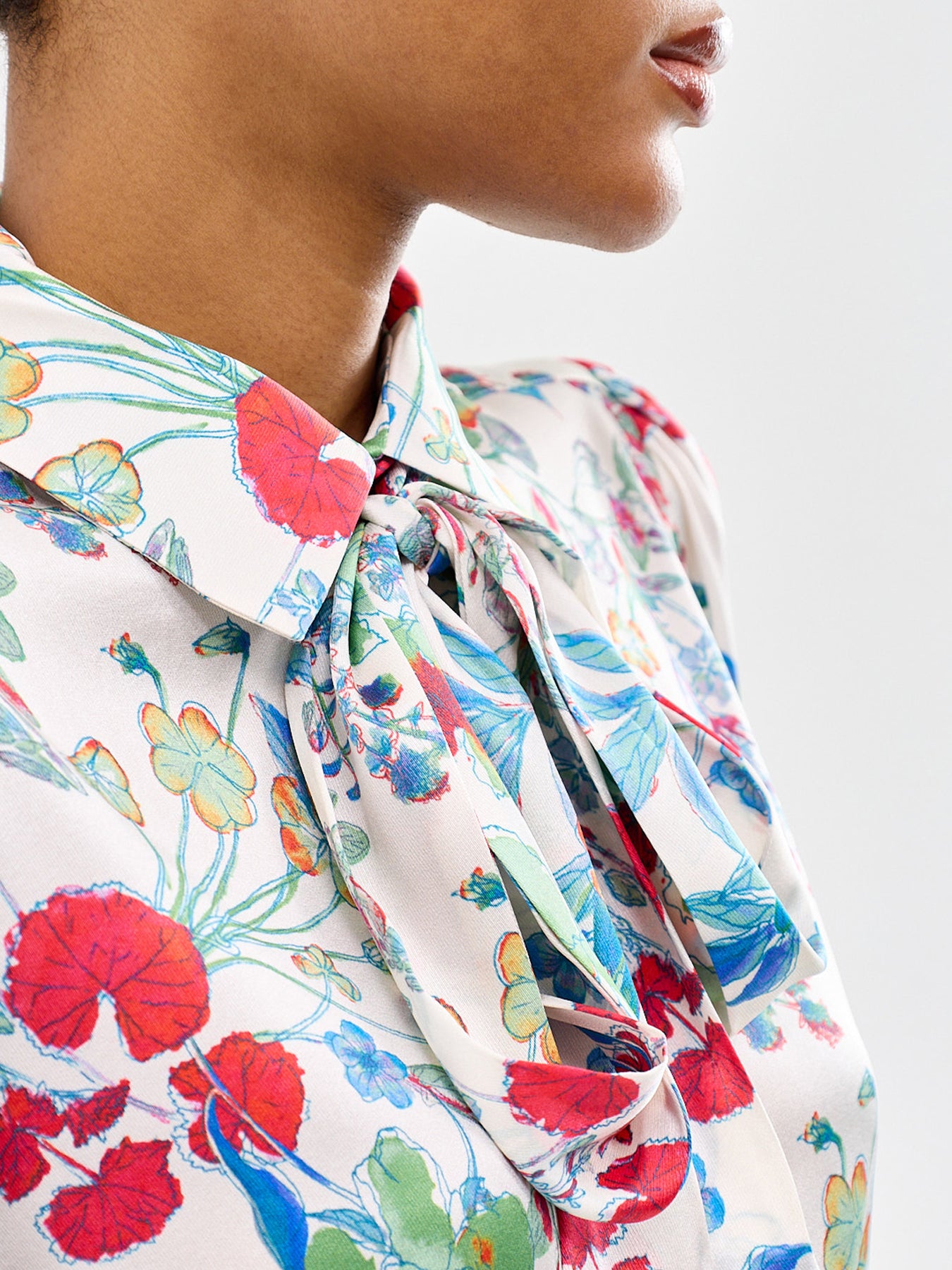 Annabelle Silk Bow Blouse Multi