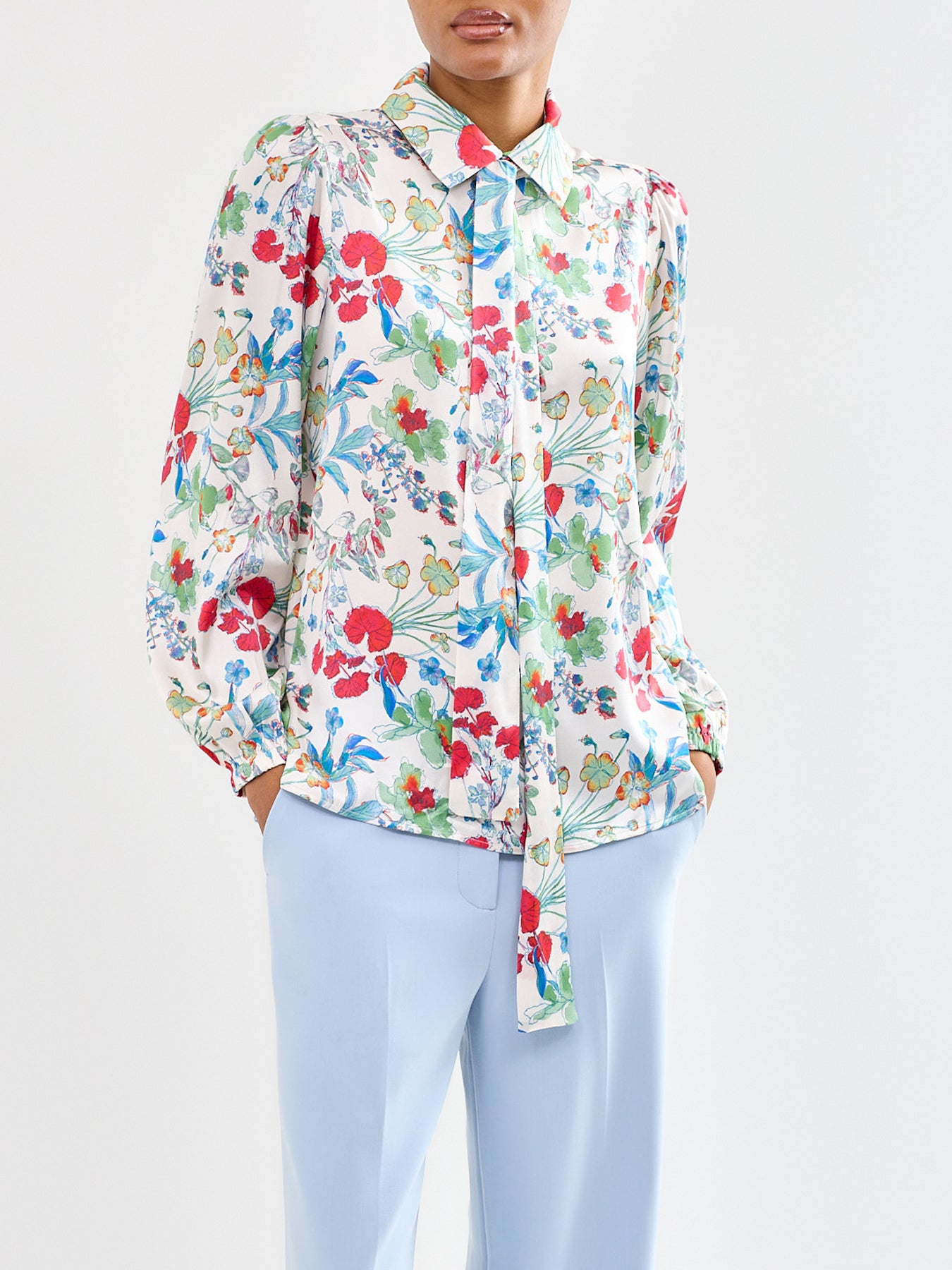 Annabelle Silk Bow Blouse Multi
