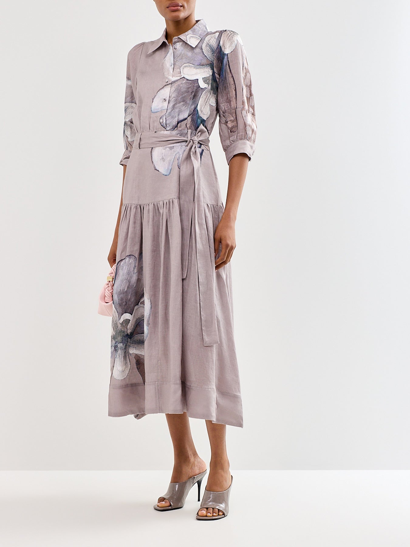 Palma Linen Shirt Dress Grey