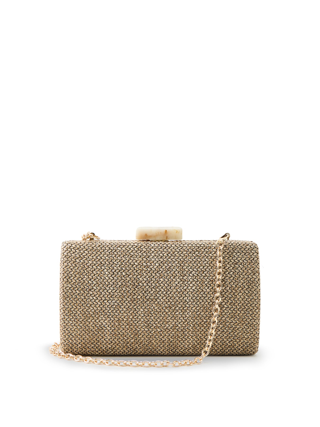 Raffia Clutch Bag with Chain