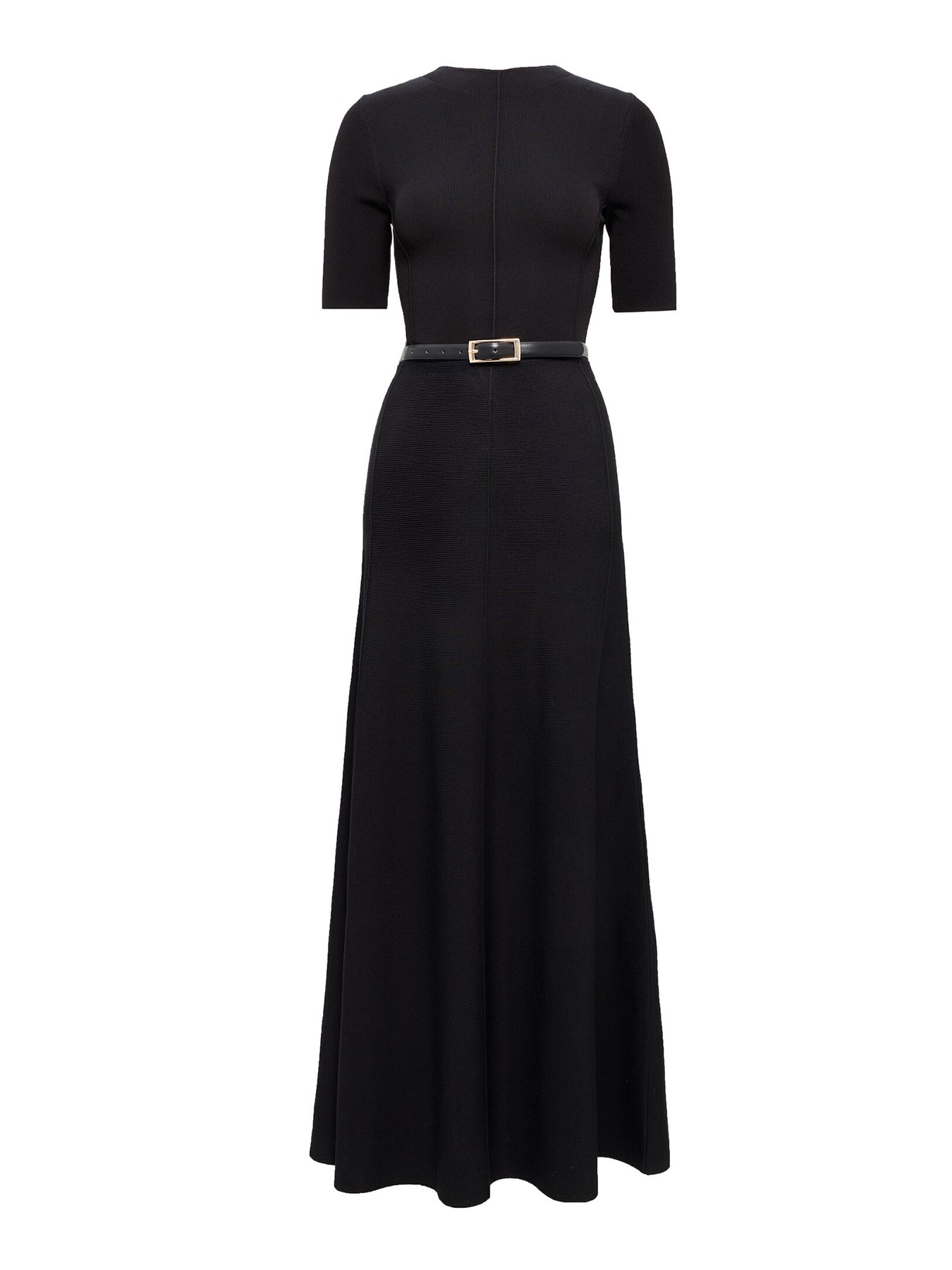 Josie A-line Knitted Midi Dress Black