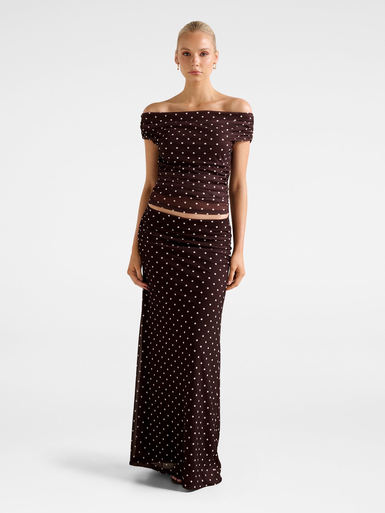 Mimi Flute Maxi Skirt Choc Kinsey Spot