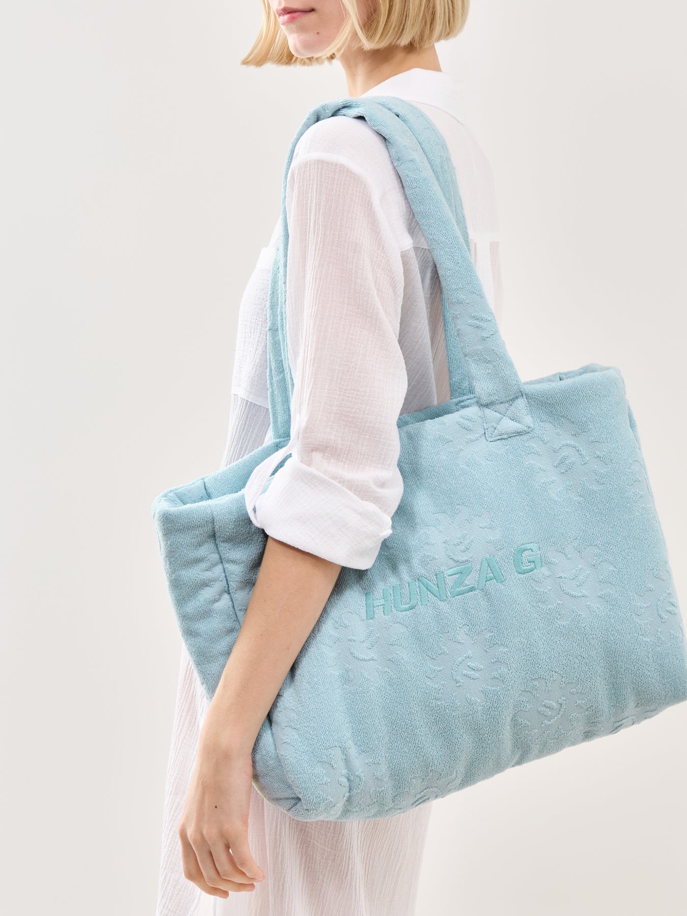 Sunny Towelling Beach Bag Metallic Ice Blue