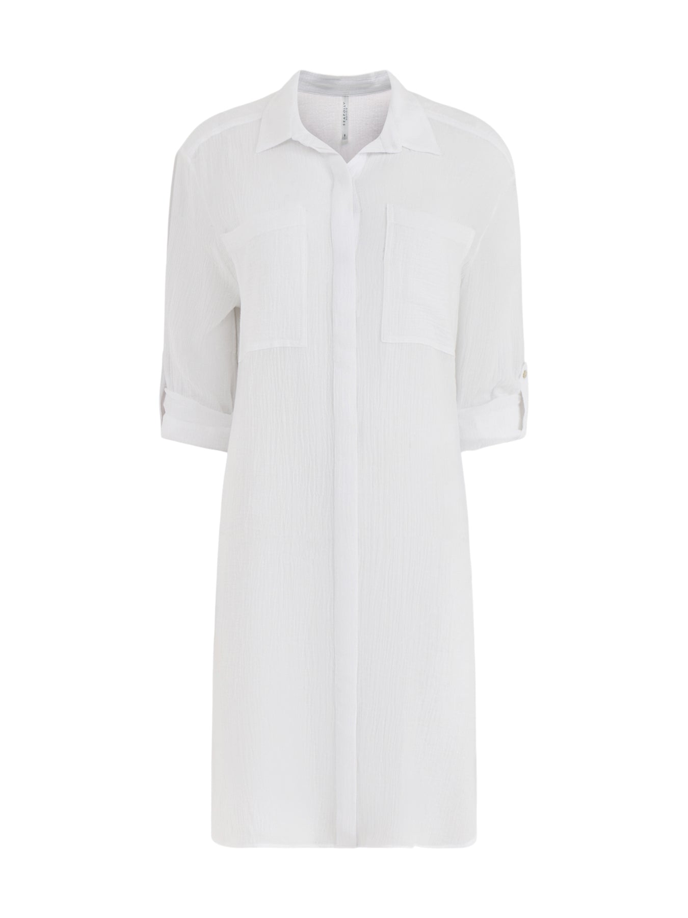 Crinkle Twill Beach Shirt White