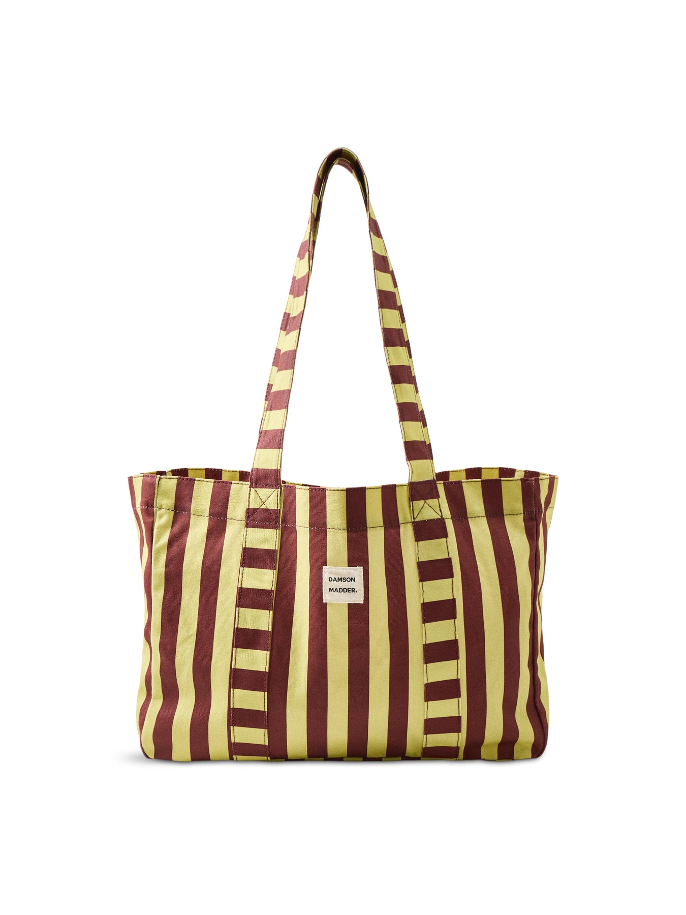 Large Canvas Tote Bag Green Stripe