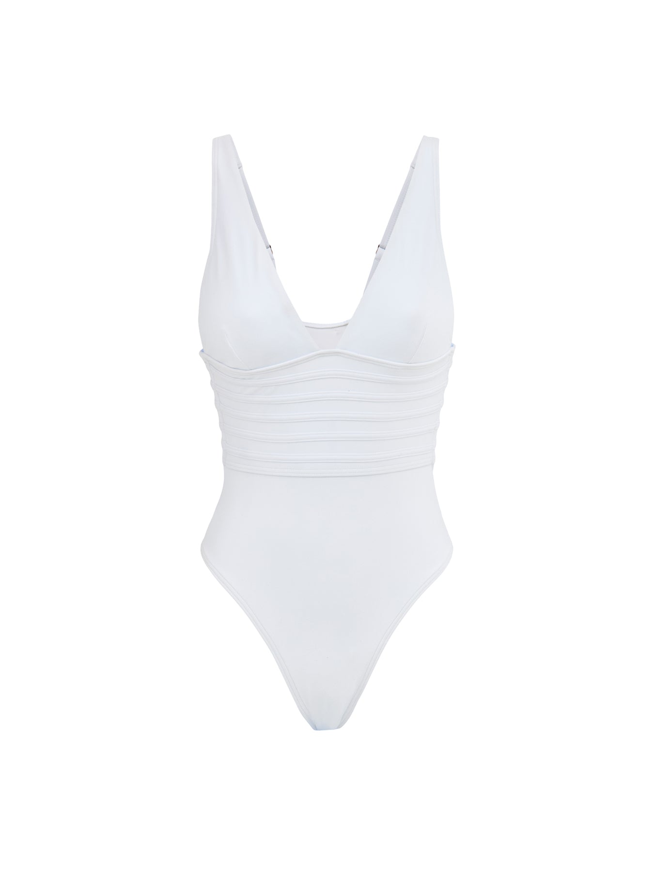 De Luxe Plunge Longline Swimsuit White