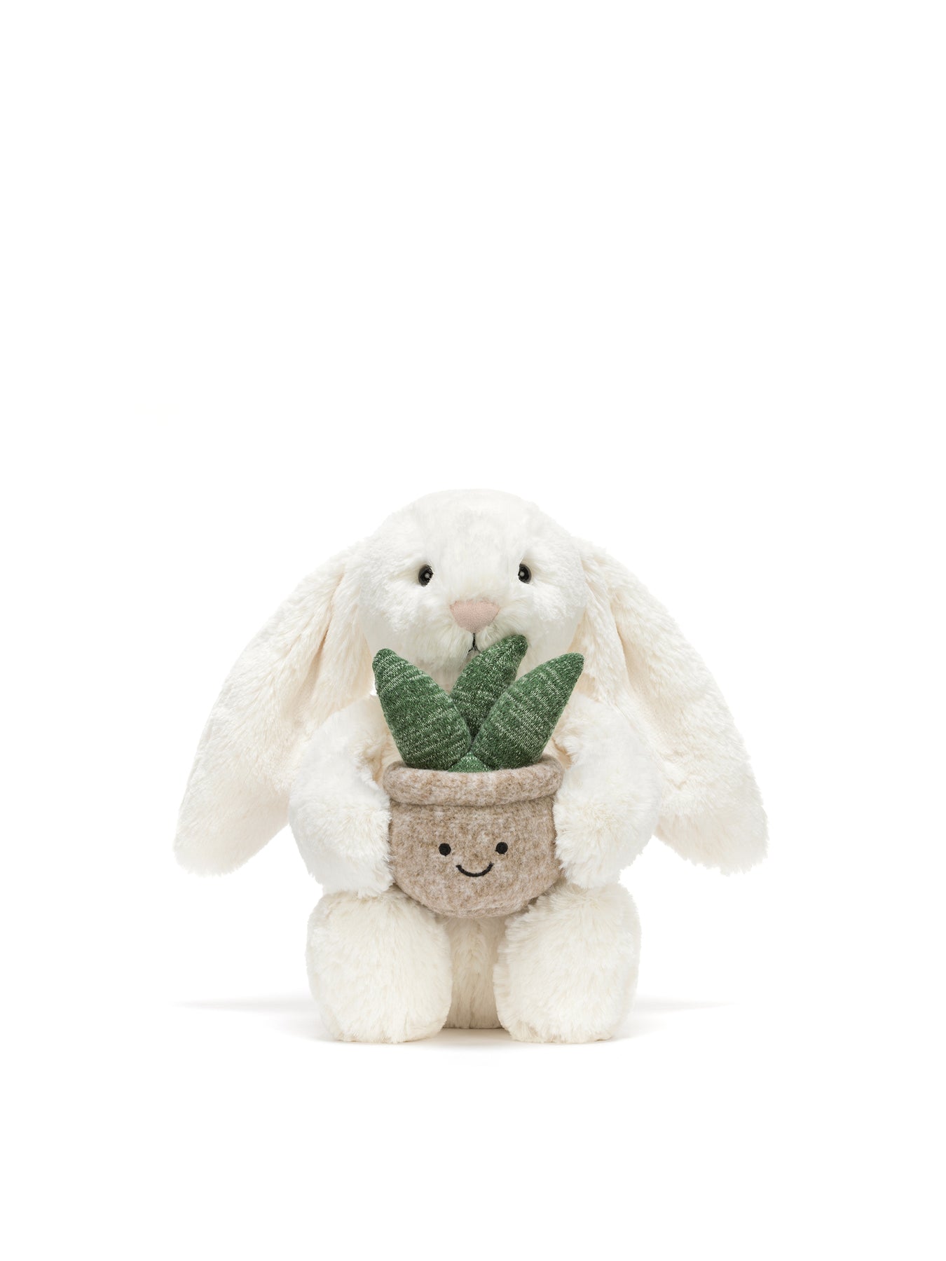 Cream Bunny with Plant 23cm
