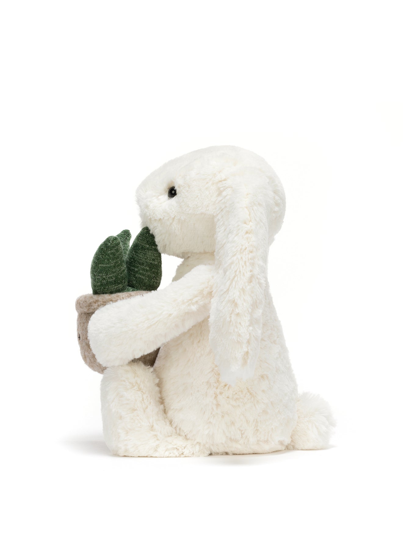 Cream Bunny with Plant 23cm