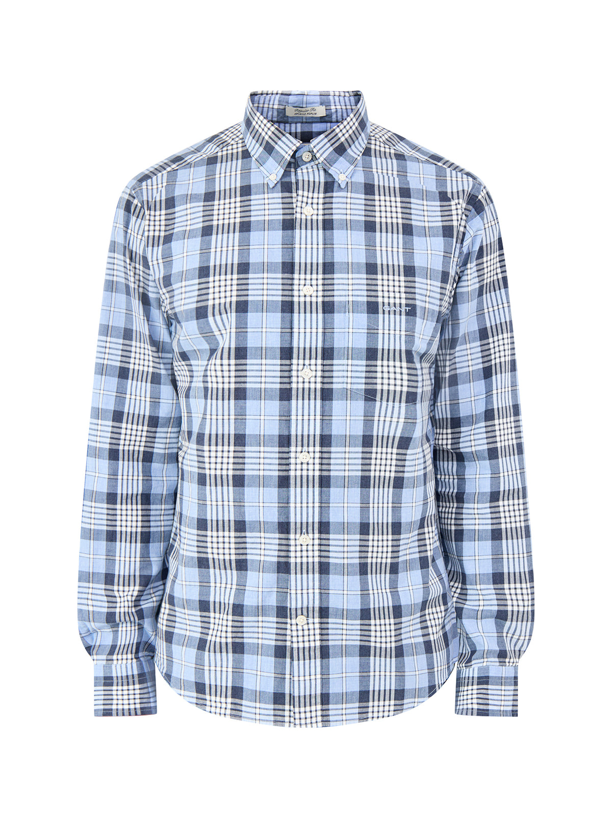 Poplin Melange Check Shirt Blue