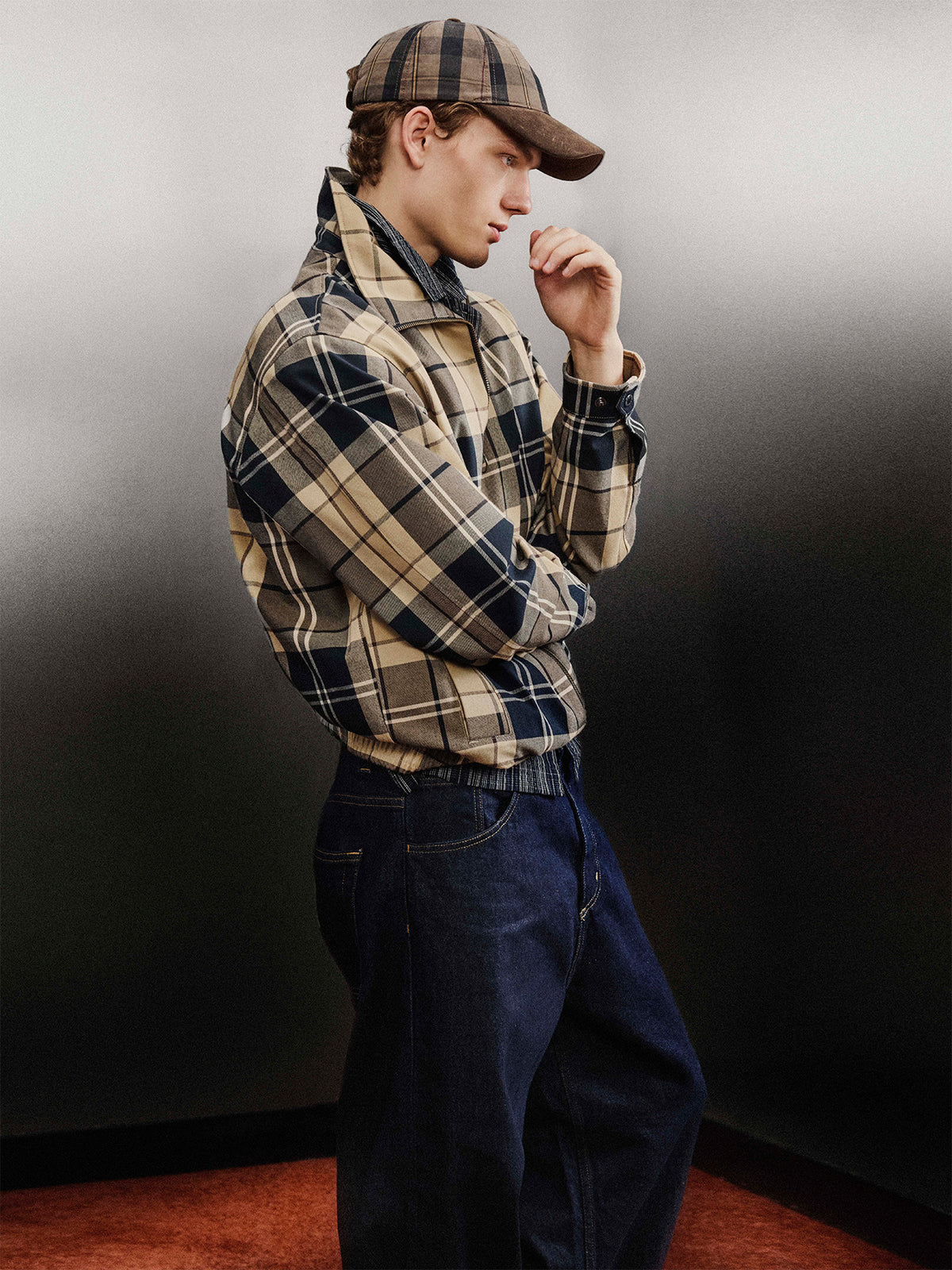 Checked Cotton Waxed Cap