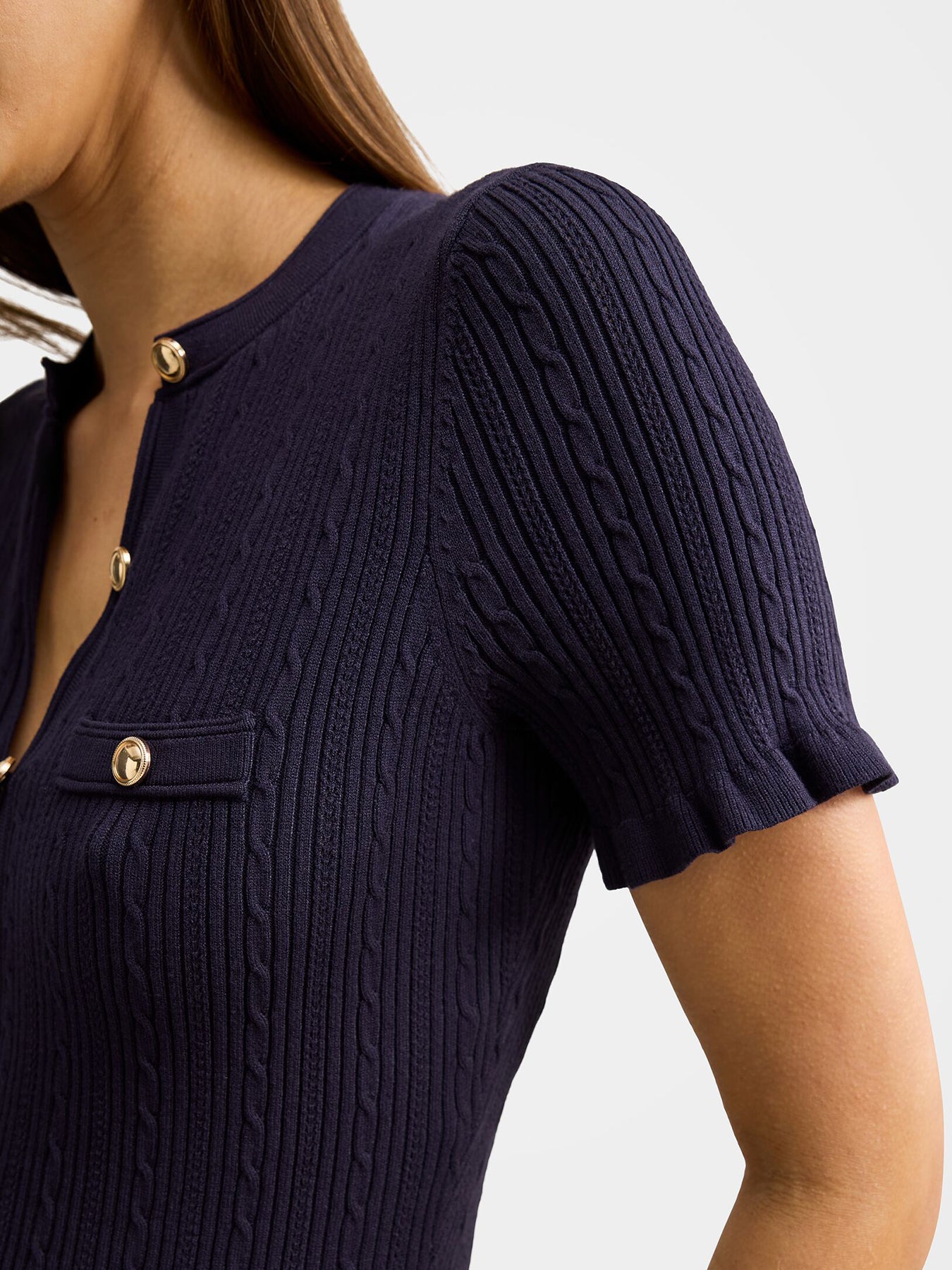 Violetta Stitch Interest Midi Dress Navy